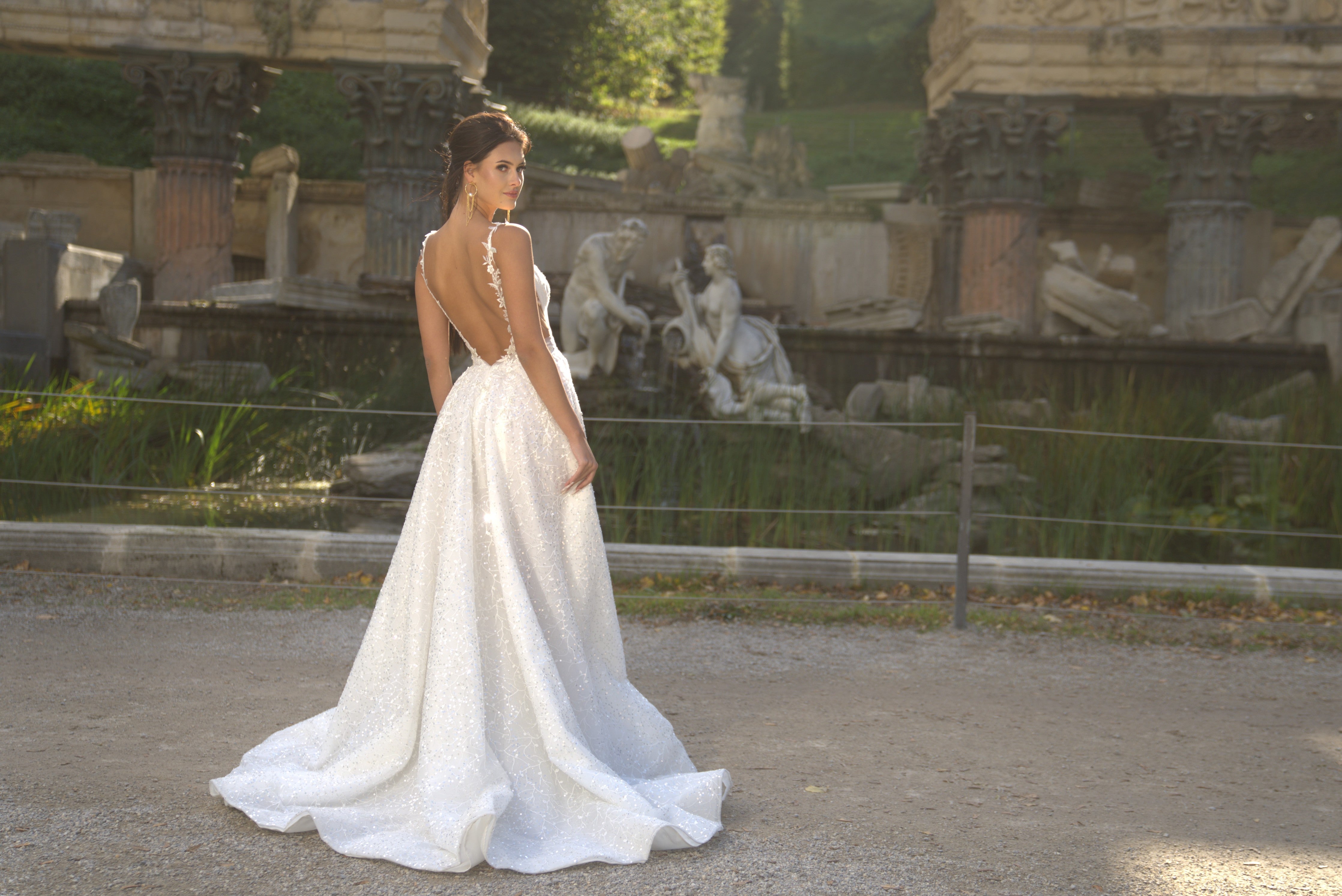 Chloe - Sparkling A-Line Wedding Dress with Open Back - Maxima Bridal