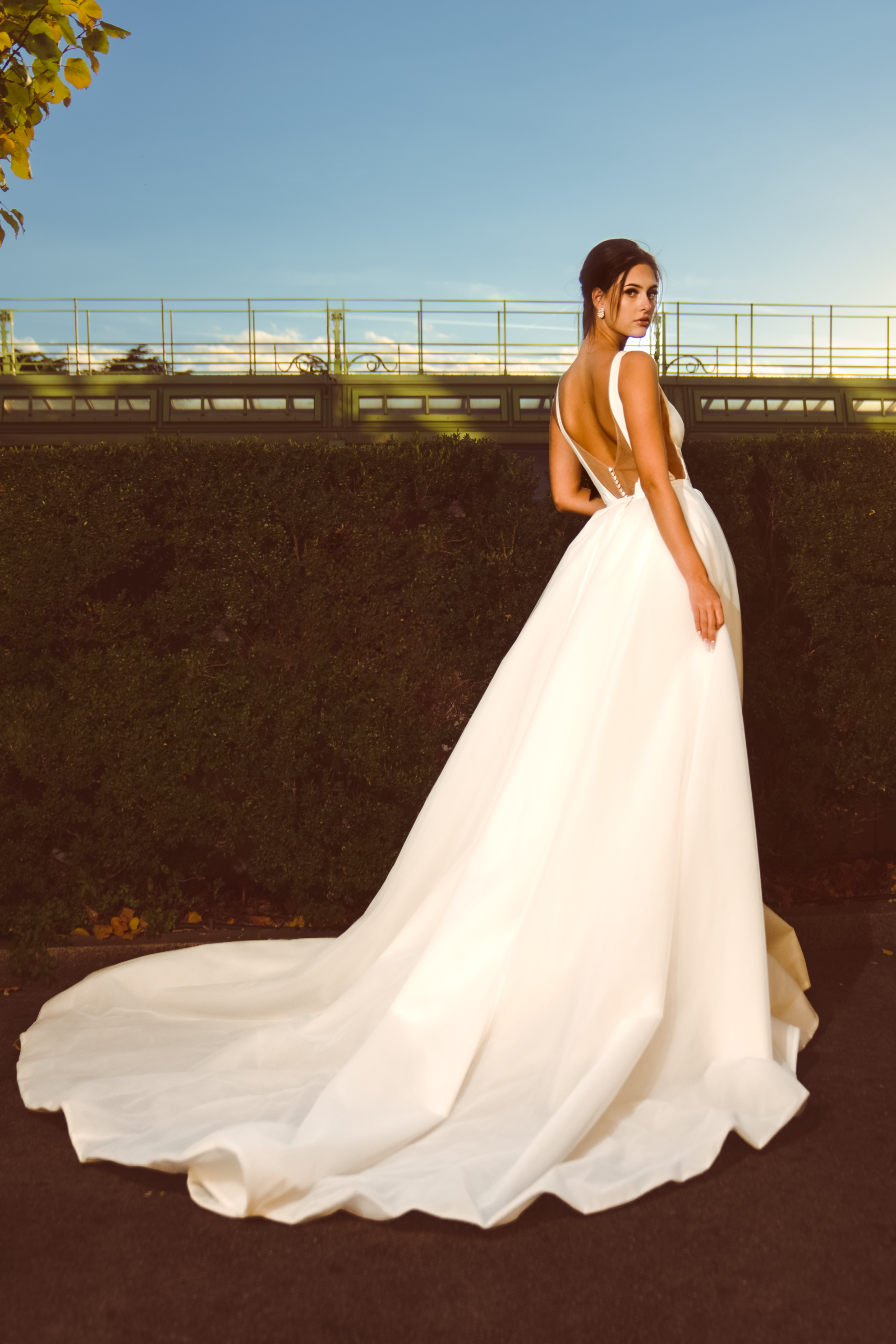 Marie - Crepe Seath Wedding Dress with Removable Skirt - Maxima Bridal