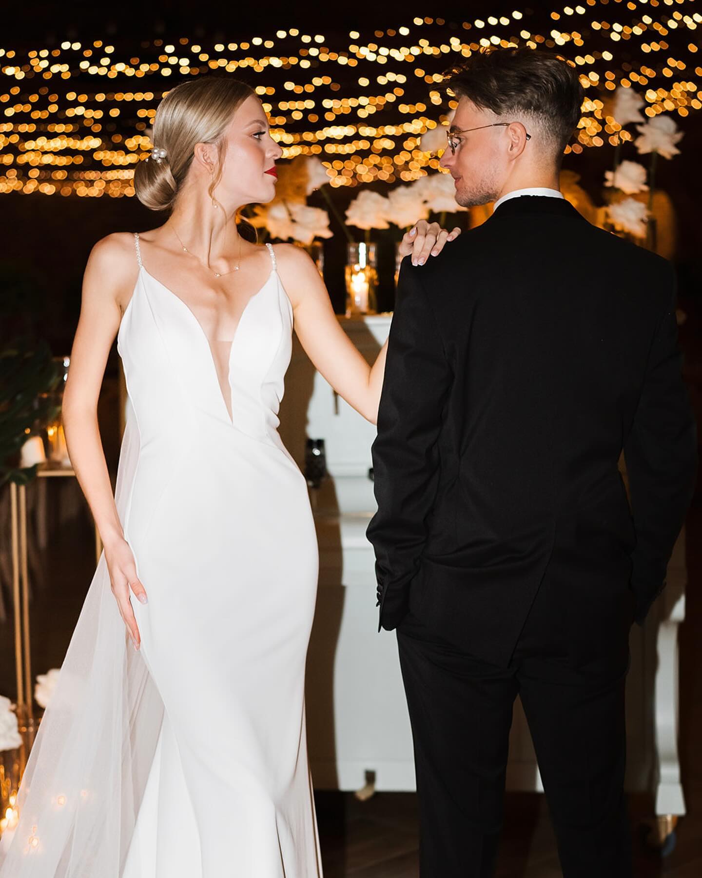 Harper - Modern Crepe Sheath Wedding Dress with V-Neck - Maxima Bridal