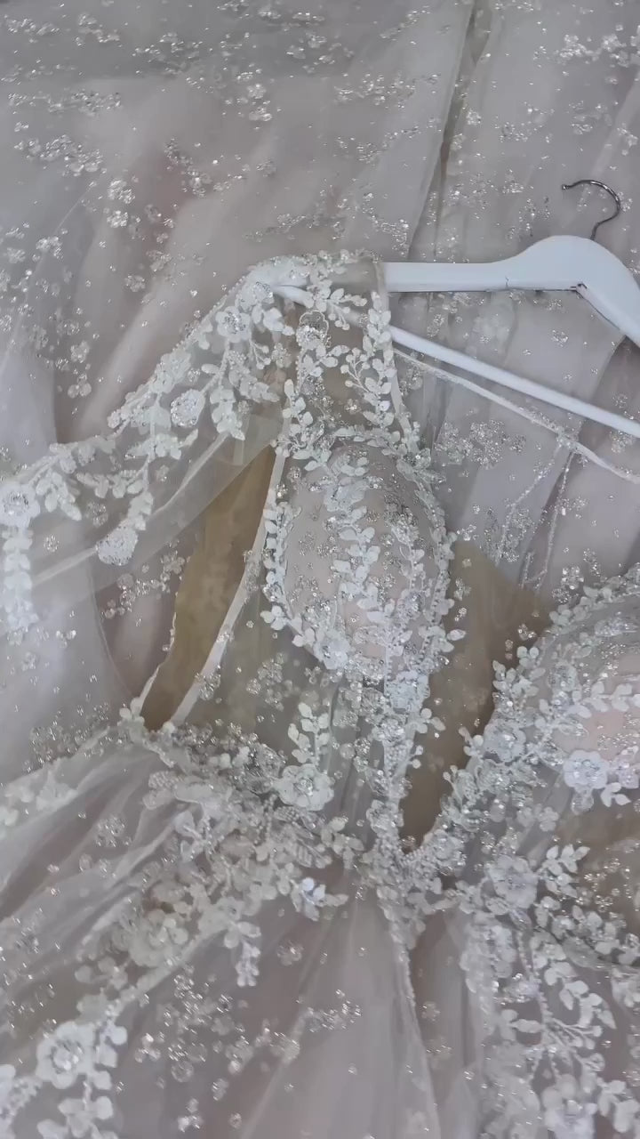 Alexandra - Long Sleeve Tulle Wedding Dress with Lace