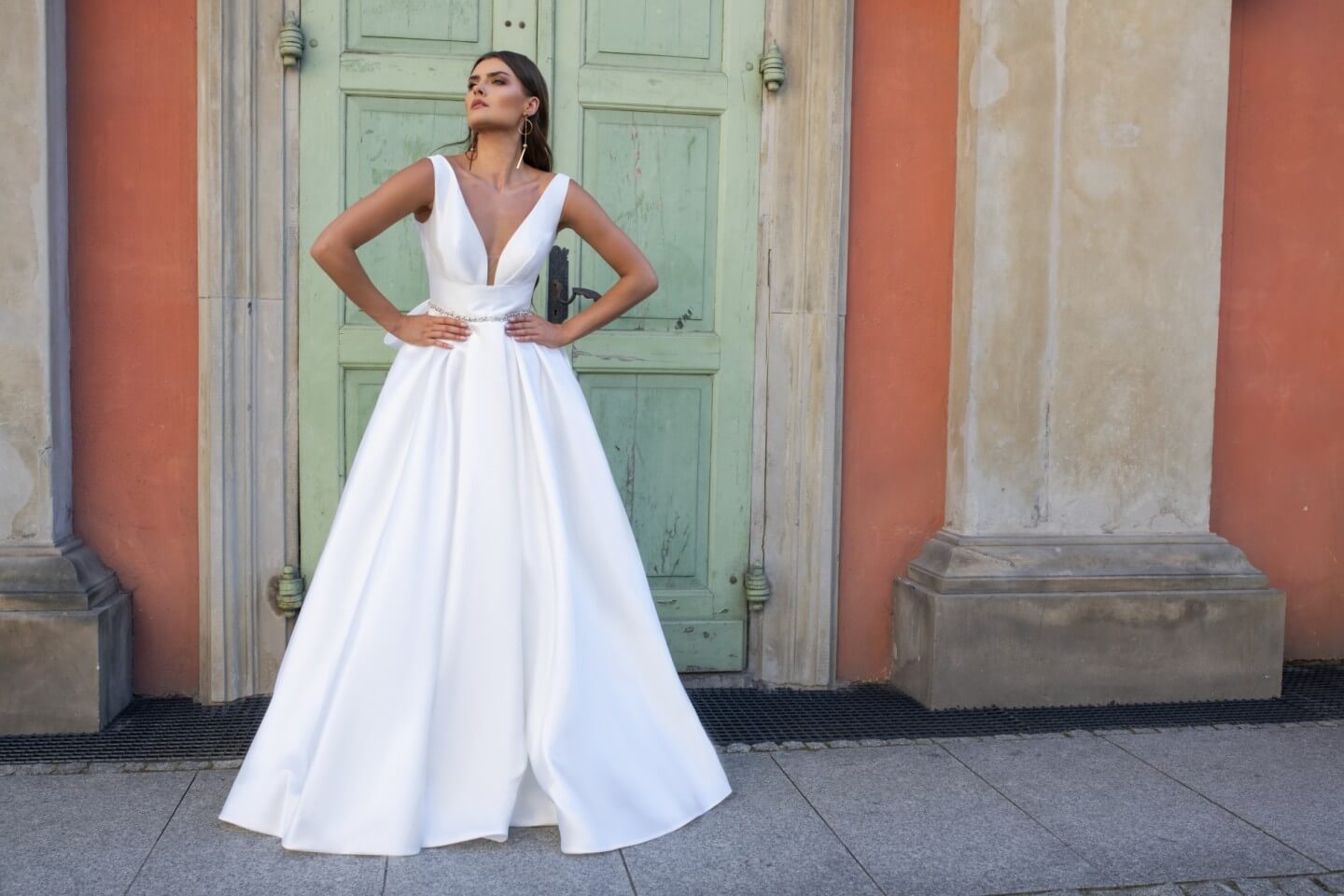 Rosalee - Seamed Bodice Silk Mikado Ball Gown - Maxima Bridal