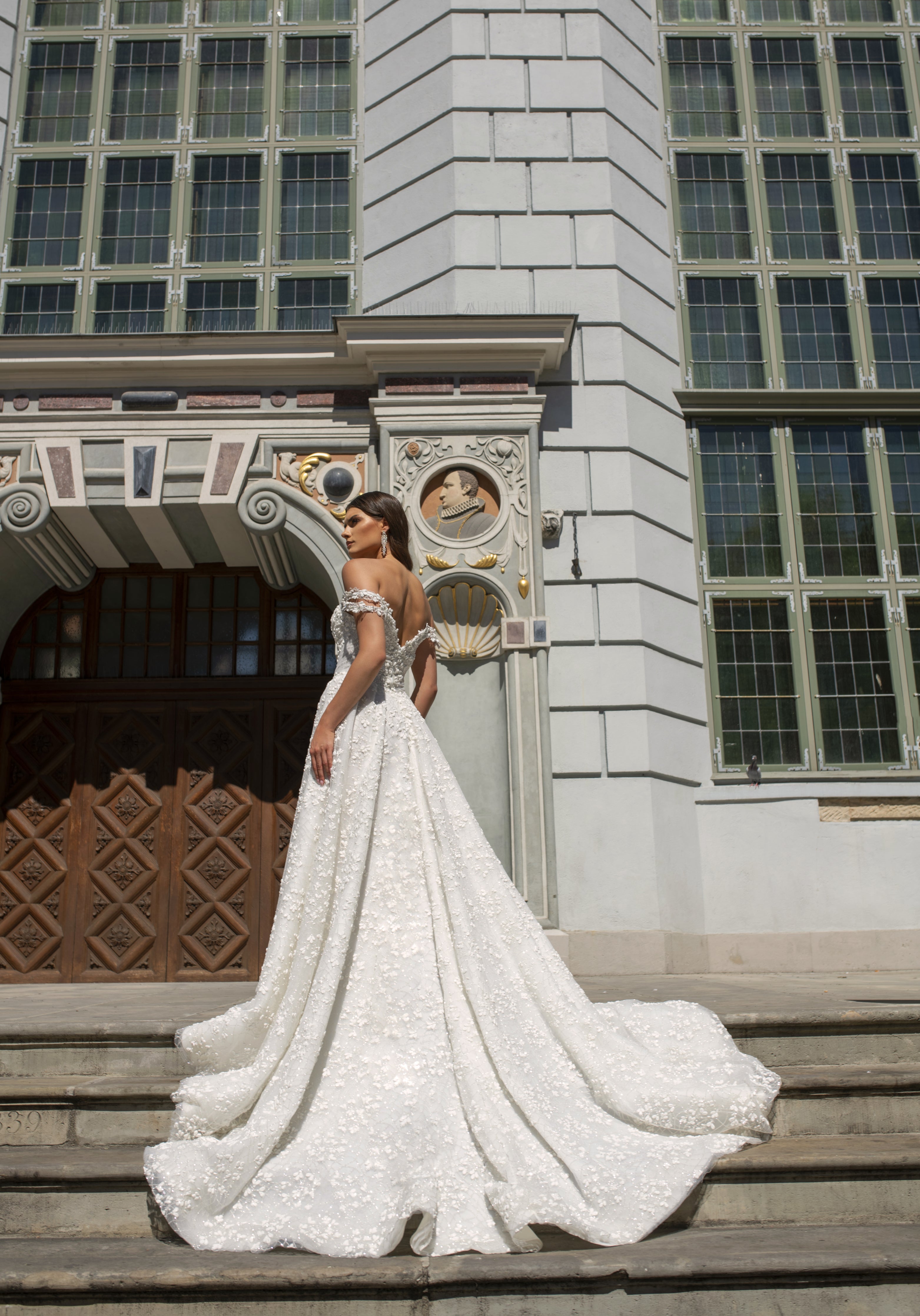 Vanessa - Off the Shoulder Ball Gown with 3D Floral Lace - Maxima Bridal