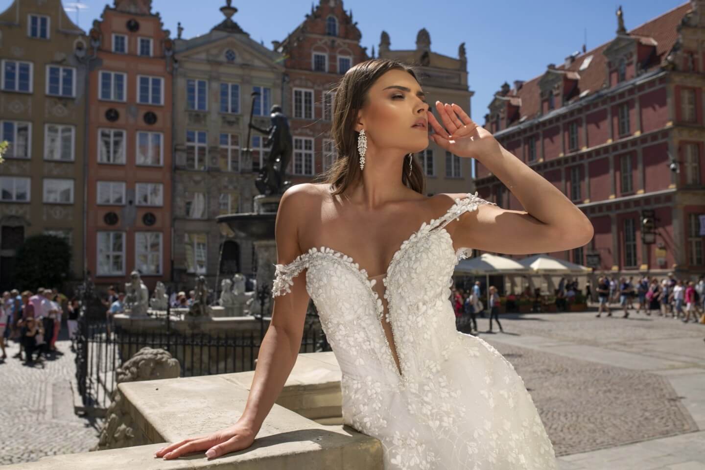 Vanessa - Off the Shoulder Ball Gown with 3D Floral Lace - Maxima Bridal
