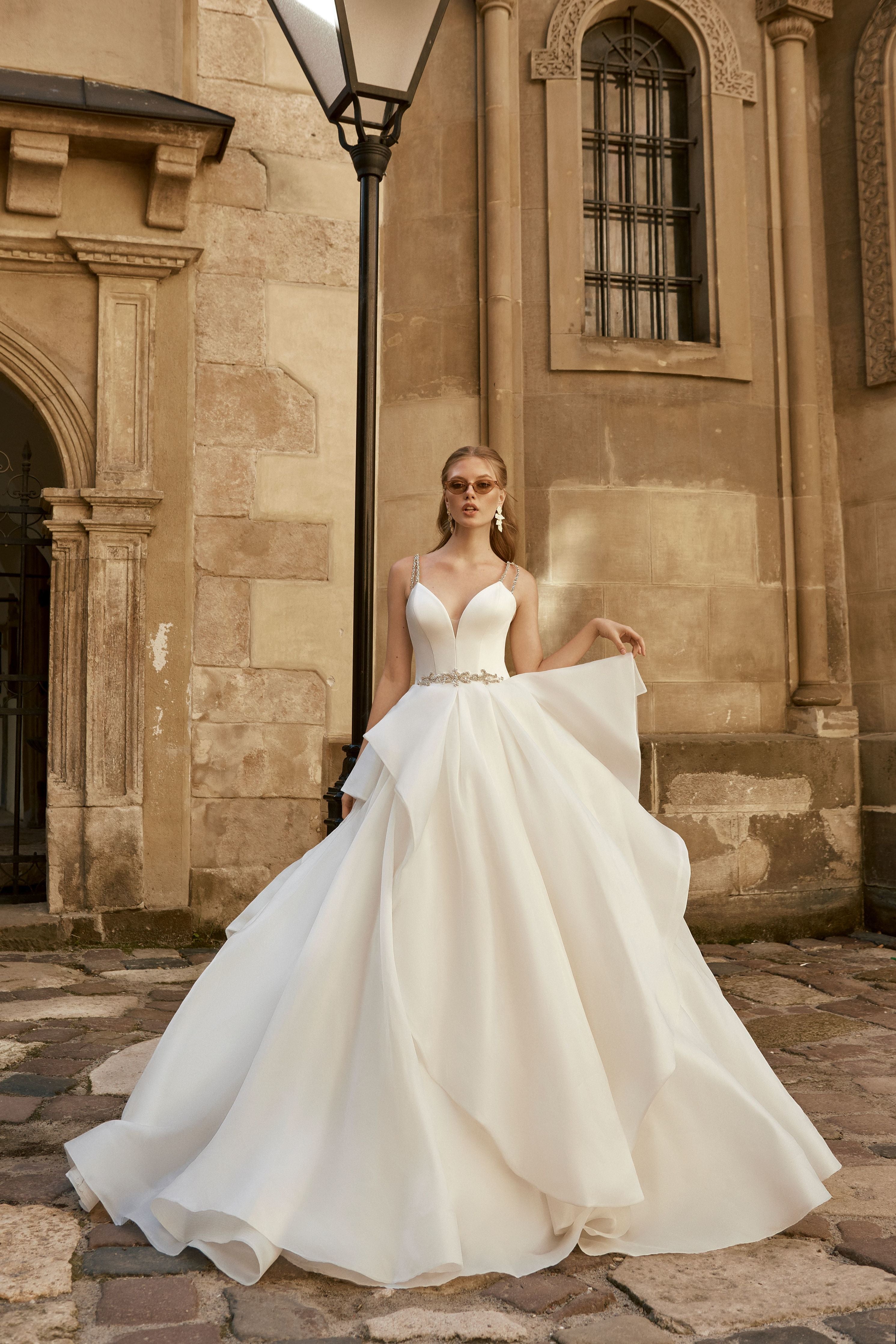 Lucia - Organza Ball Gown with Ruffled Skirt - Maxima Bridal