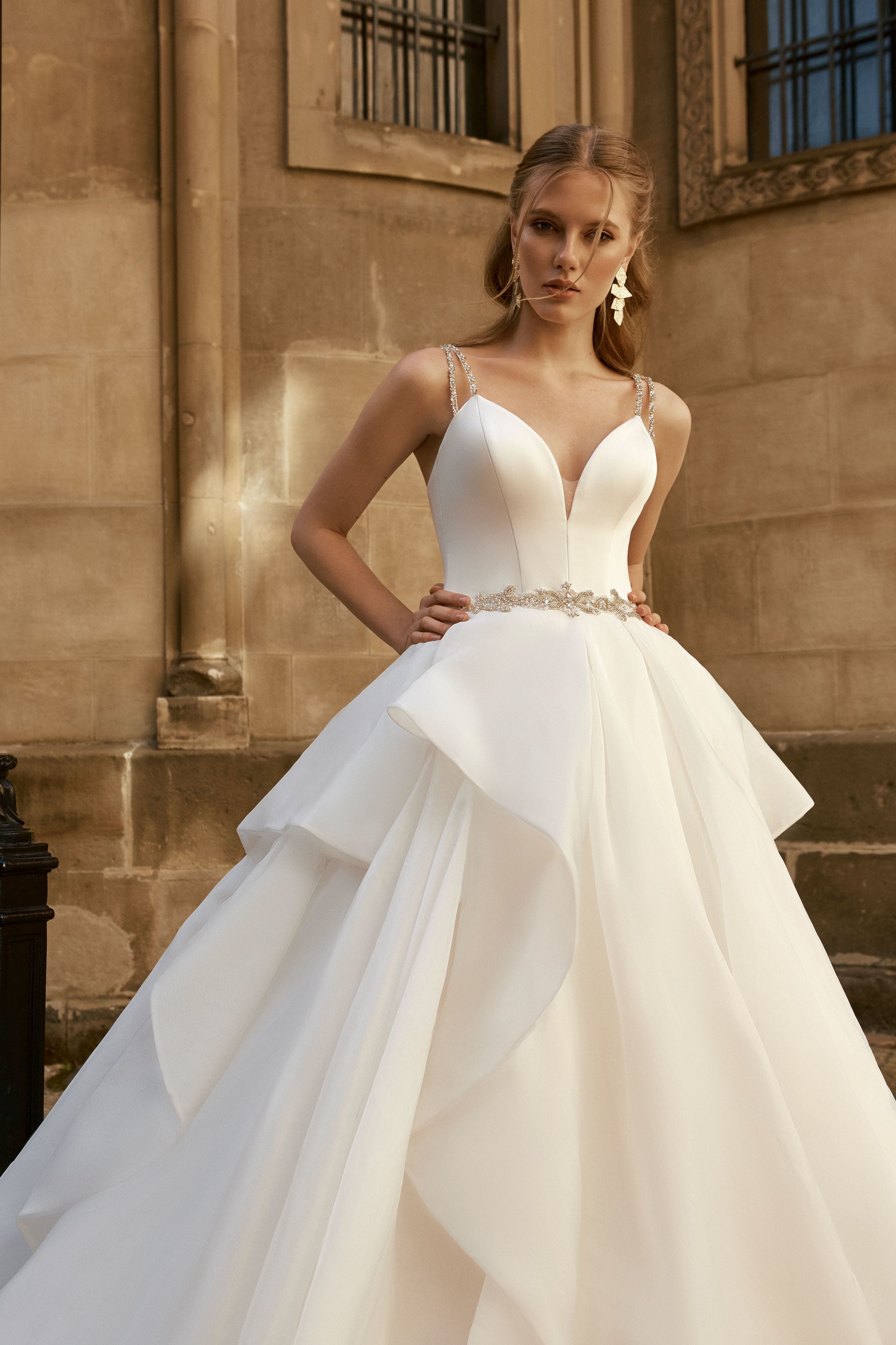Lucia - Organza Ball Gown with Ruffled Skirt - Maxima Bridal