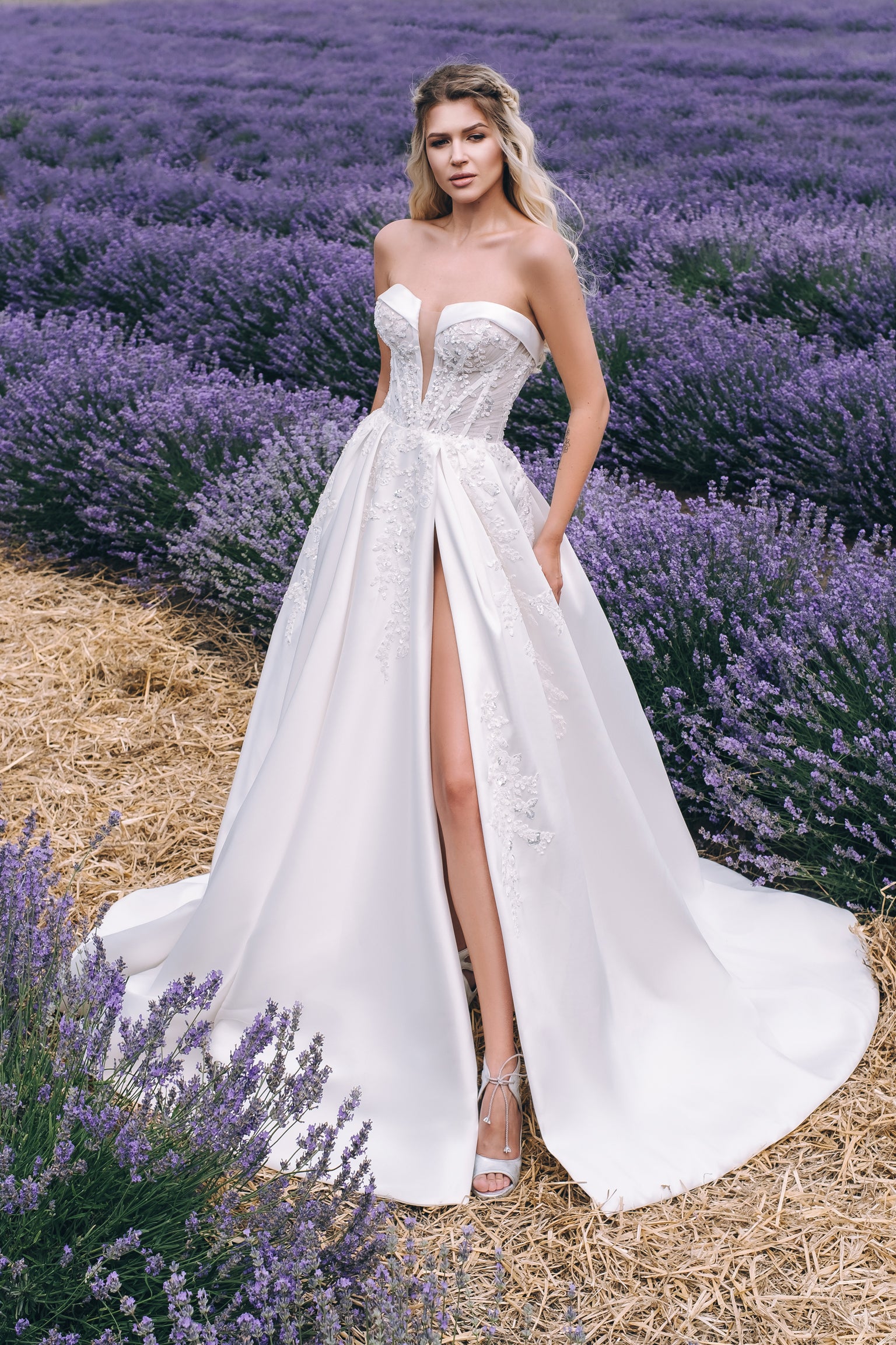Avril - Strapless Satin Ball Gown with Sweetheart Bodice - Maxima Bridal