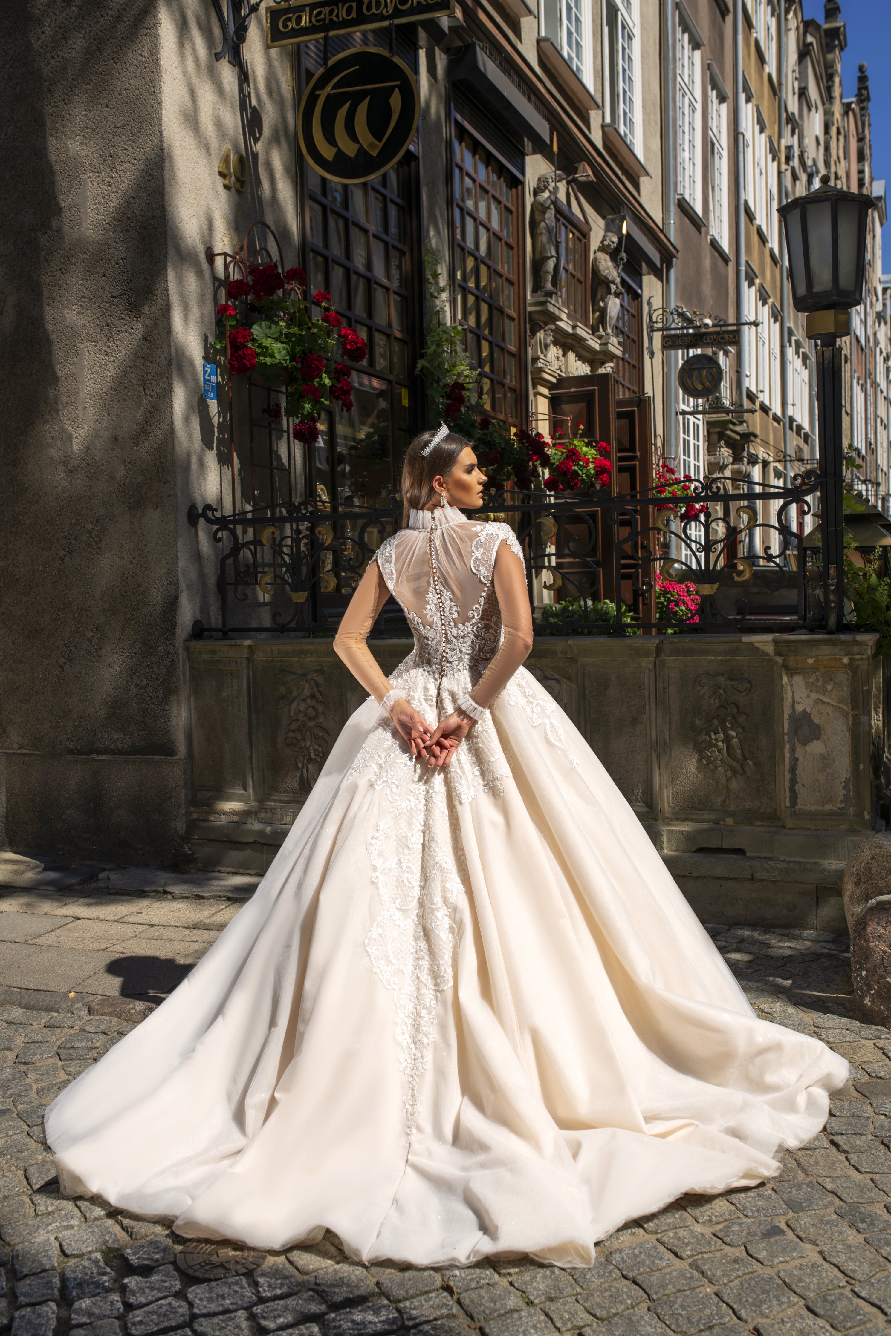 Valerie - High Neck Lace Royal Inspired Ball Gown - Maxima Bridal