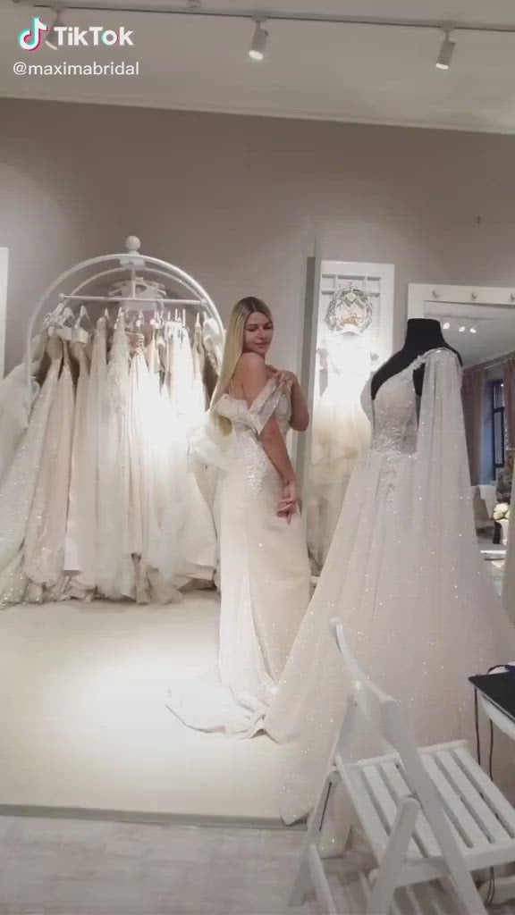 Elise - Off the Shoulder Sheath Wedding Dress