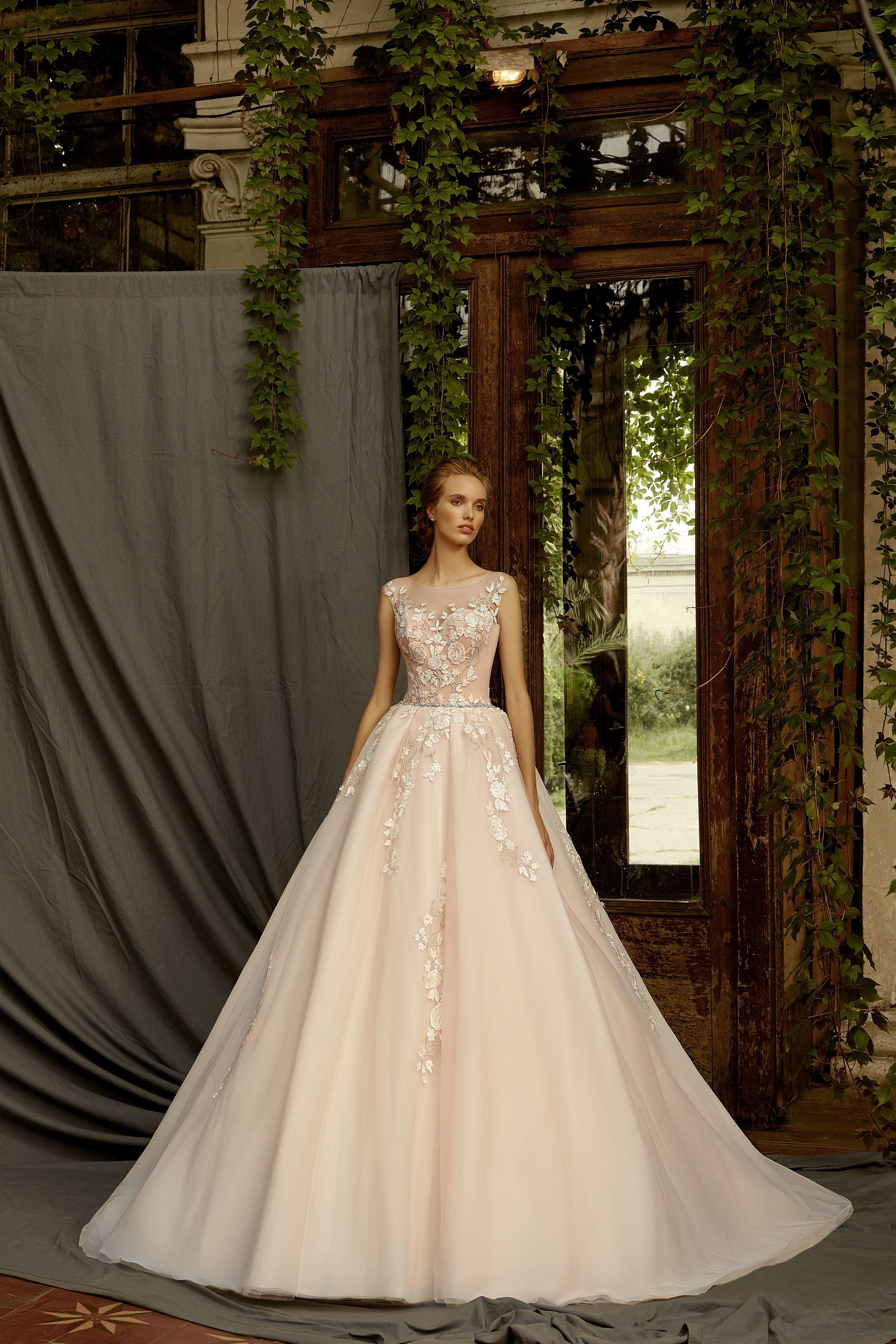 Marta - Ball Gown with Floral Lace Applique - Maxima Bridal