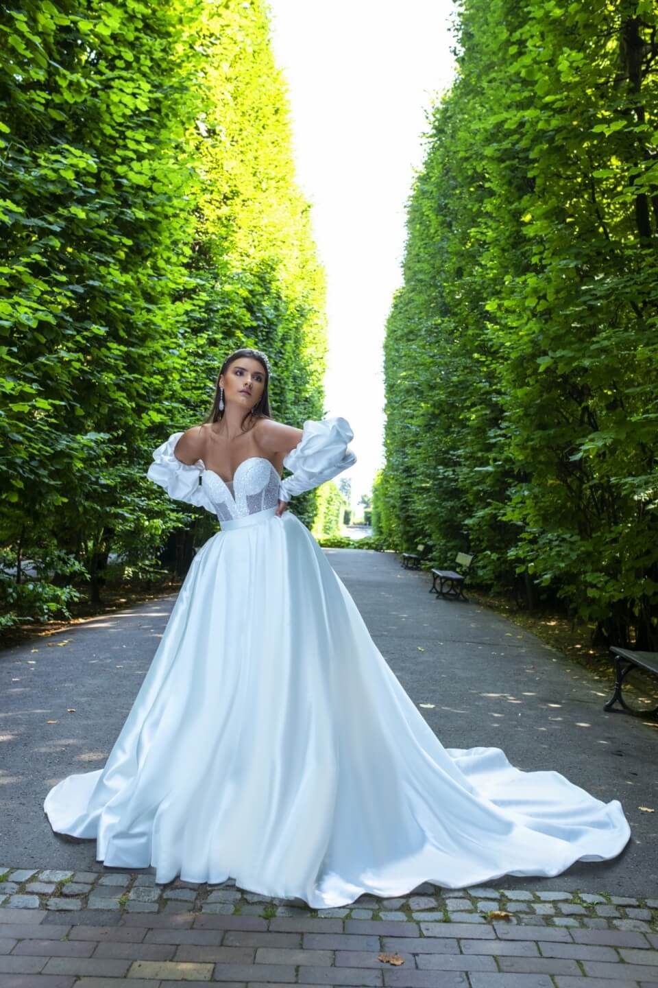 Dominique - Glam Convertible Wedding Dress with Sweetheart Neckline - Maxima Bridal