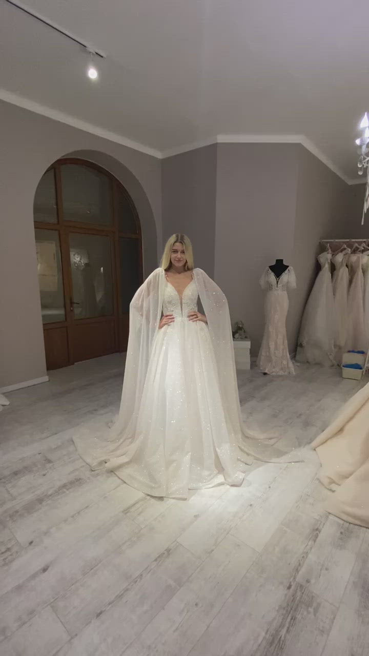 Annette - A-Line Wedding Dress with Detachable Sleeves