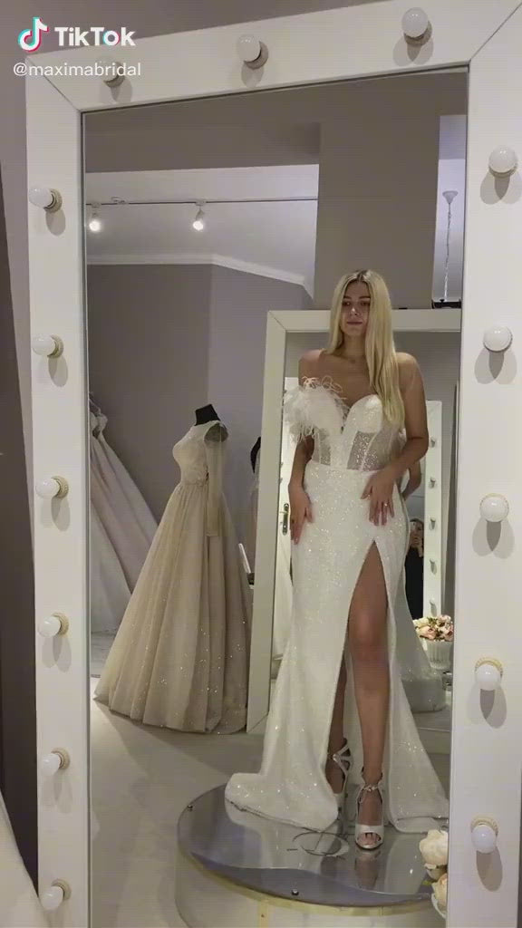 Dominique - Glam Convertible Wedding Dress with Sweetheart Neckline