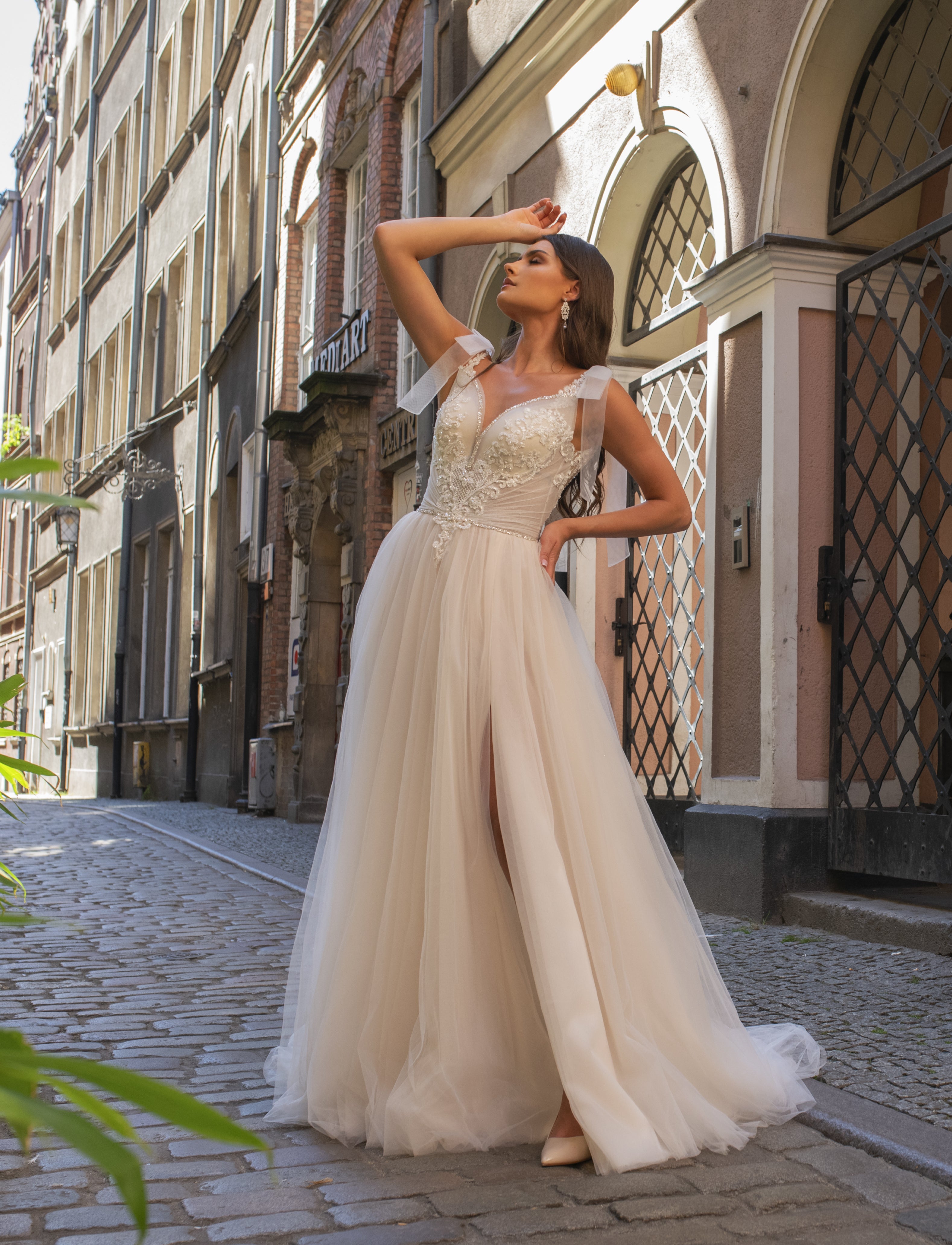 Coralie - Feminine A-Line Wedding Dress with Tulle Skirt - Maxima Bridal