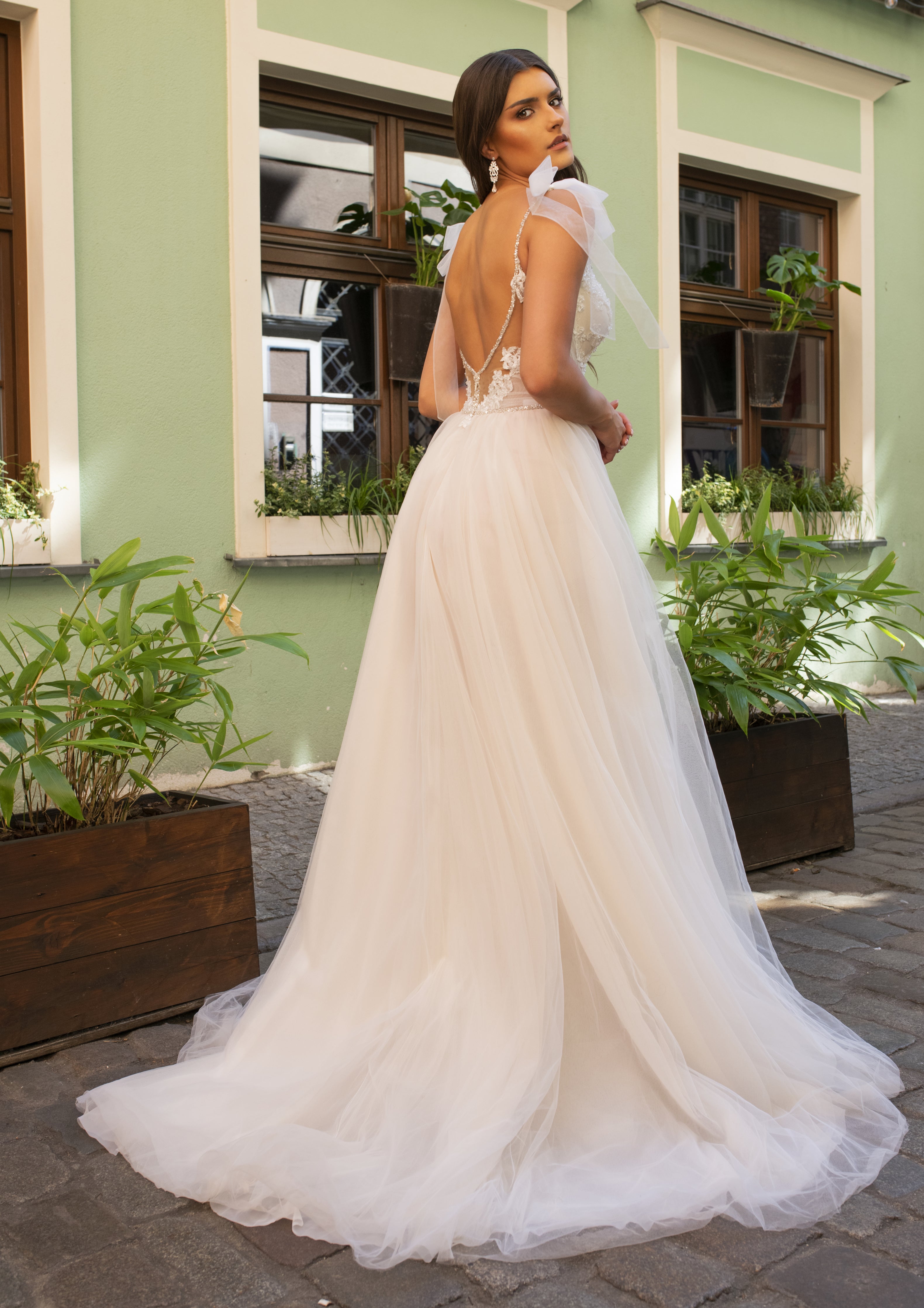 Coralie - Feminine A-Line Wedding Dress with Tulle Skirt - Maxima Bridal