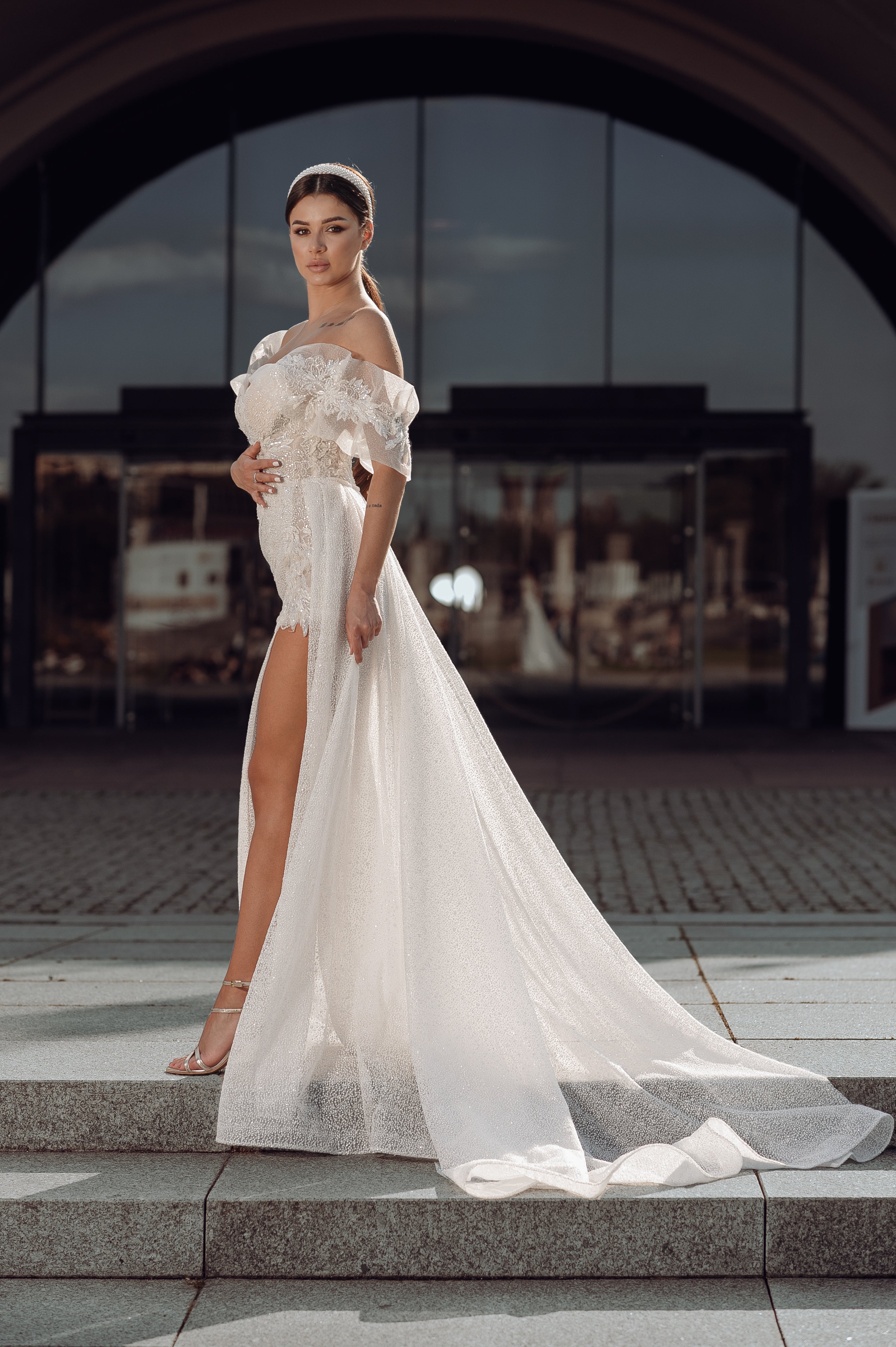 Violet - Sheath Wedding Dress with Side Slit - Maxima Bridal