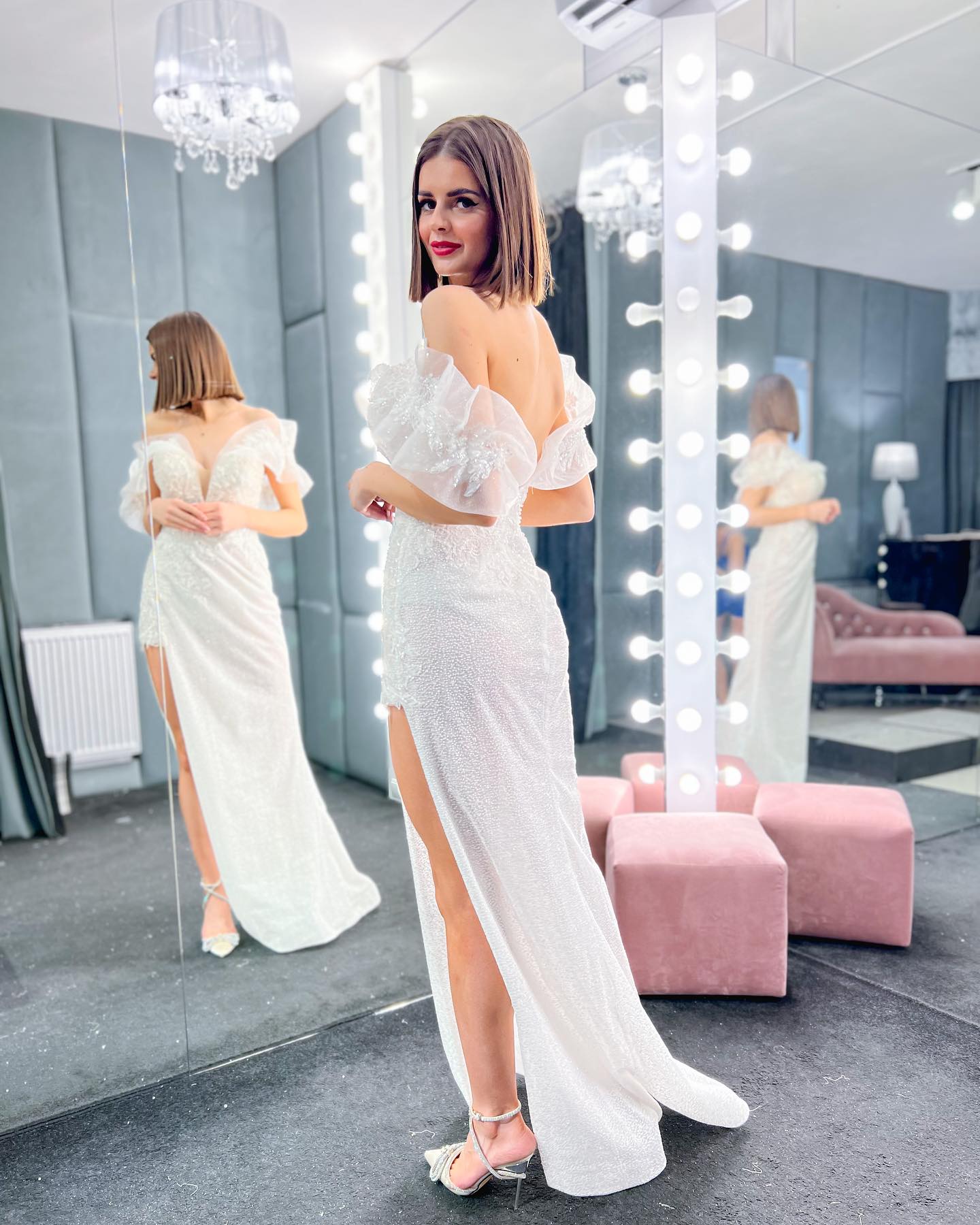 Violet - Sheath Wedding Dress with Side Slit - Maxima Bridal