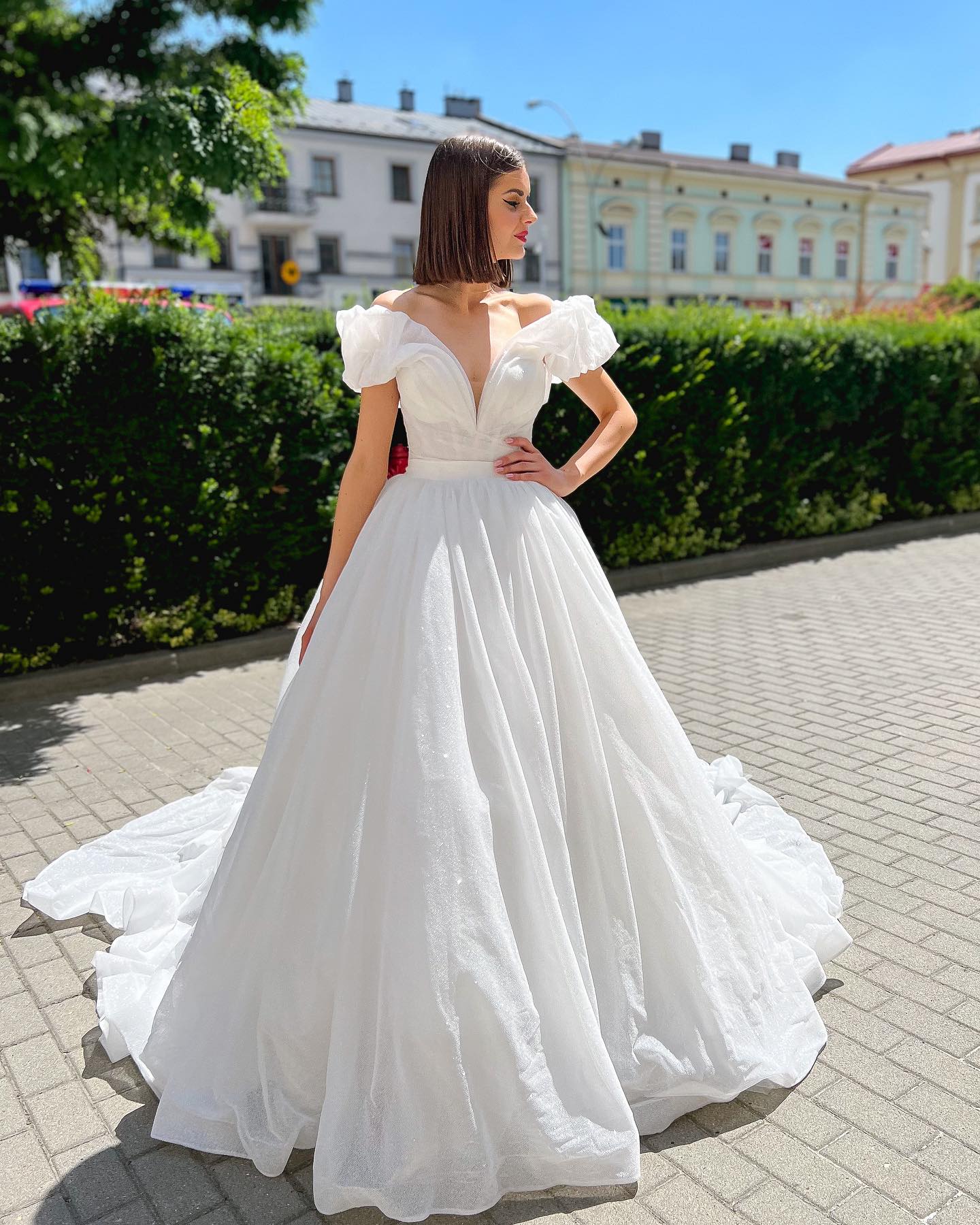 Betty - Sparkling Off the Shoulder Ball Gown with Removable Skirt - Maxima Bridal