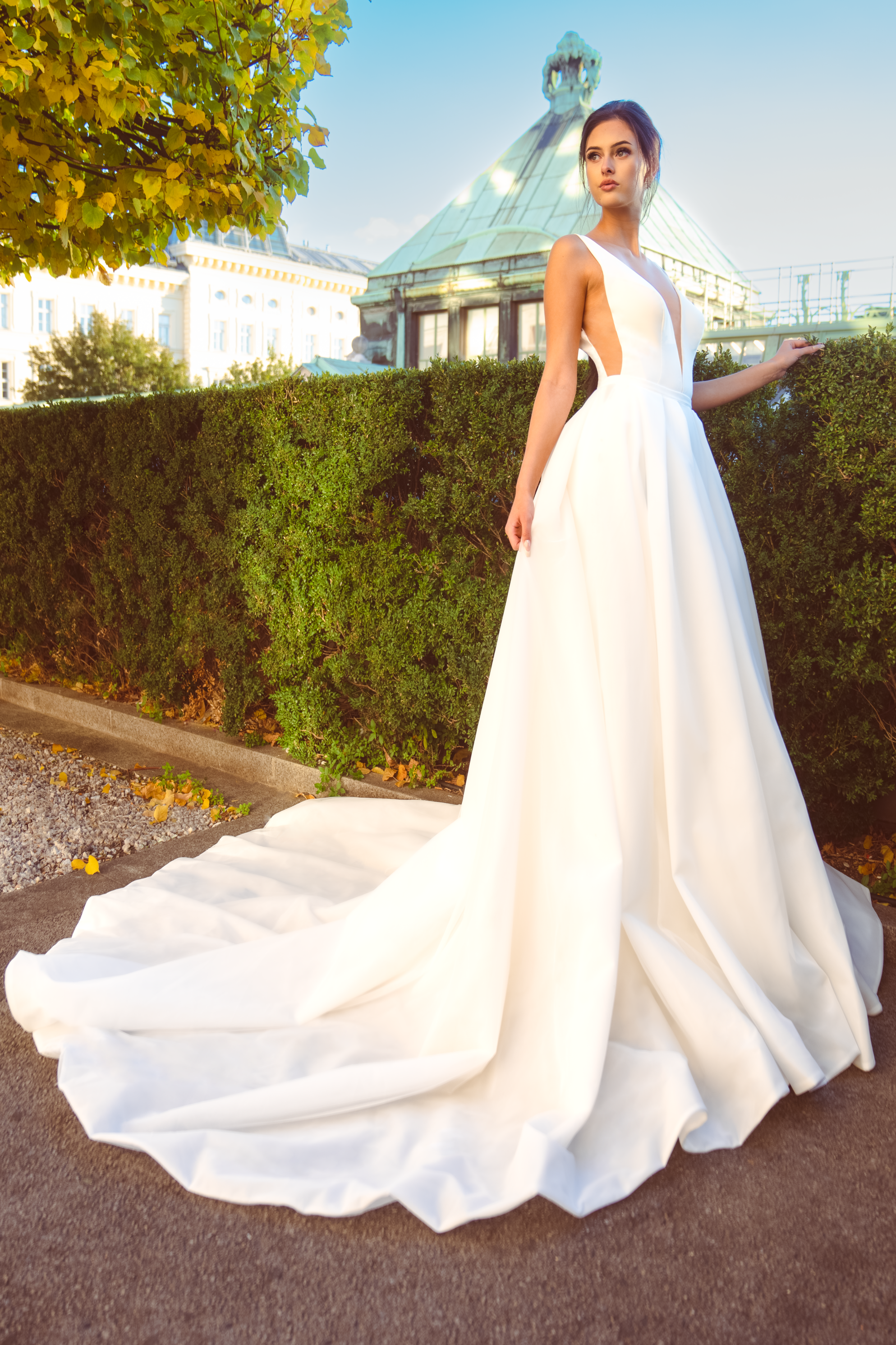 Crepe satin wedding dress best sale