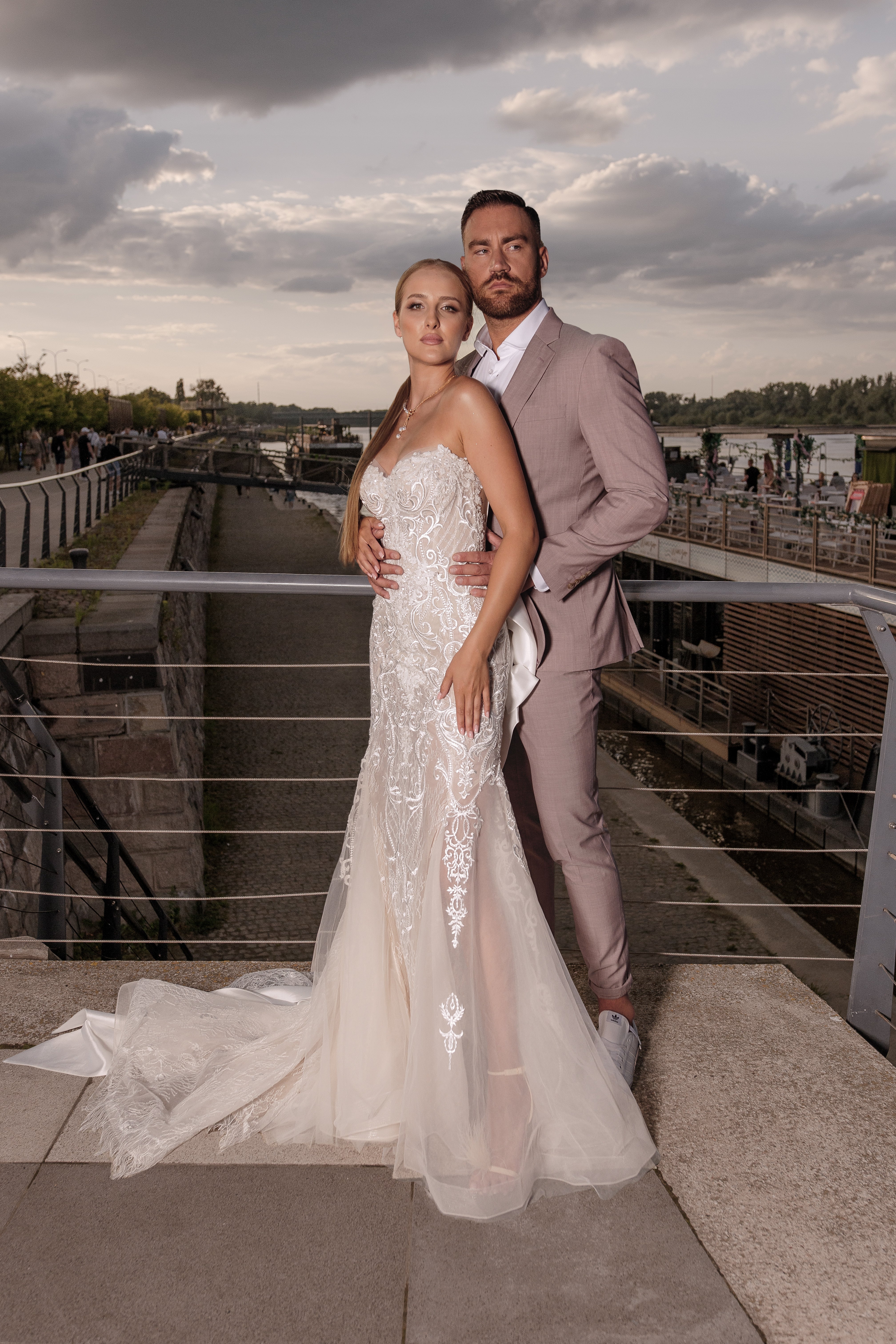 Emery - Strapless Lace Mermaid Wedding Dress with Detachable Train - Maxima Bridal