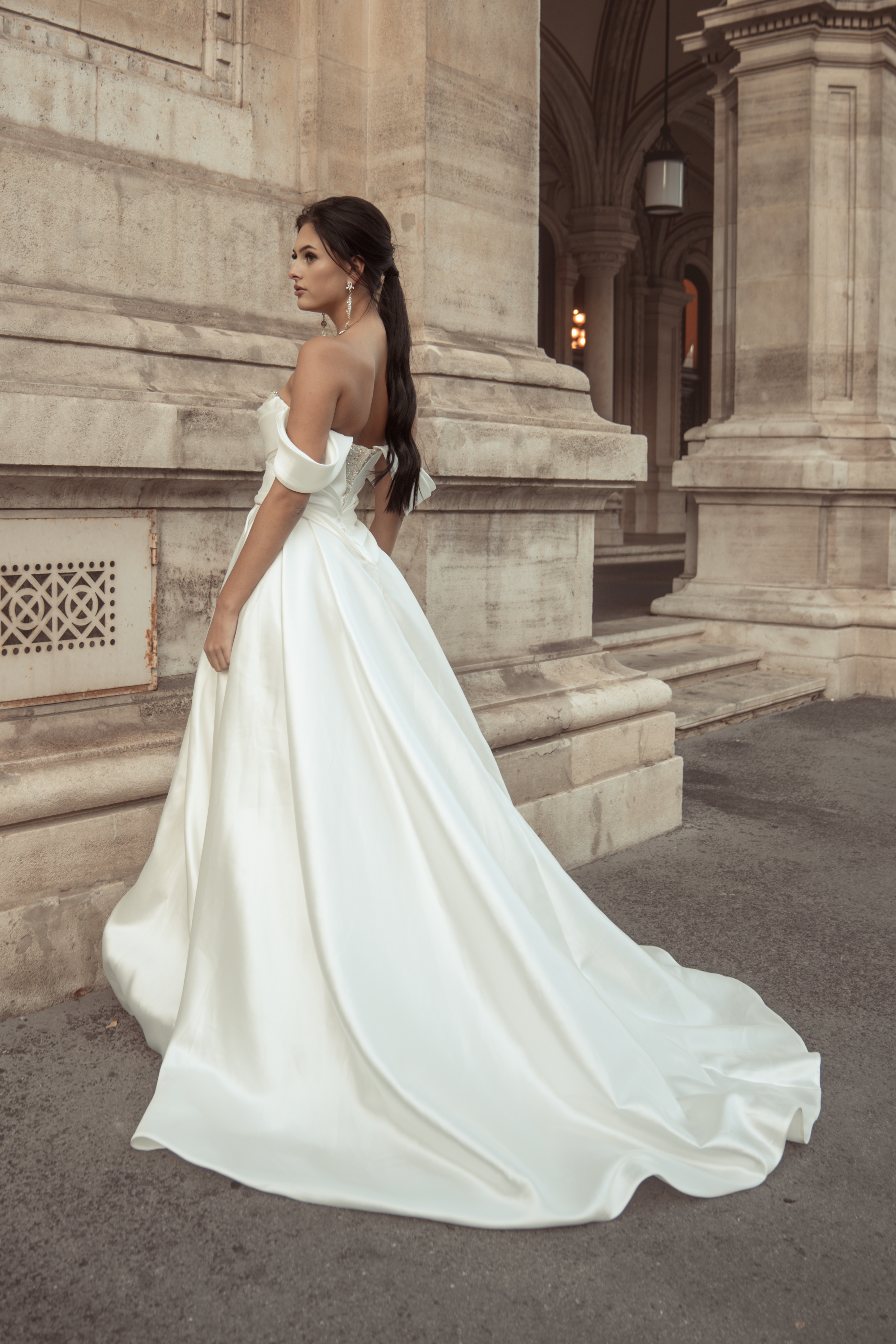 Rebecca - Off the Shoulder Silk Mikado Ball Gown with Sweetheart Bodice - Maxima Bridal