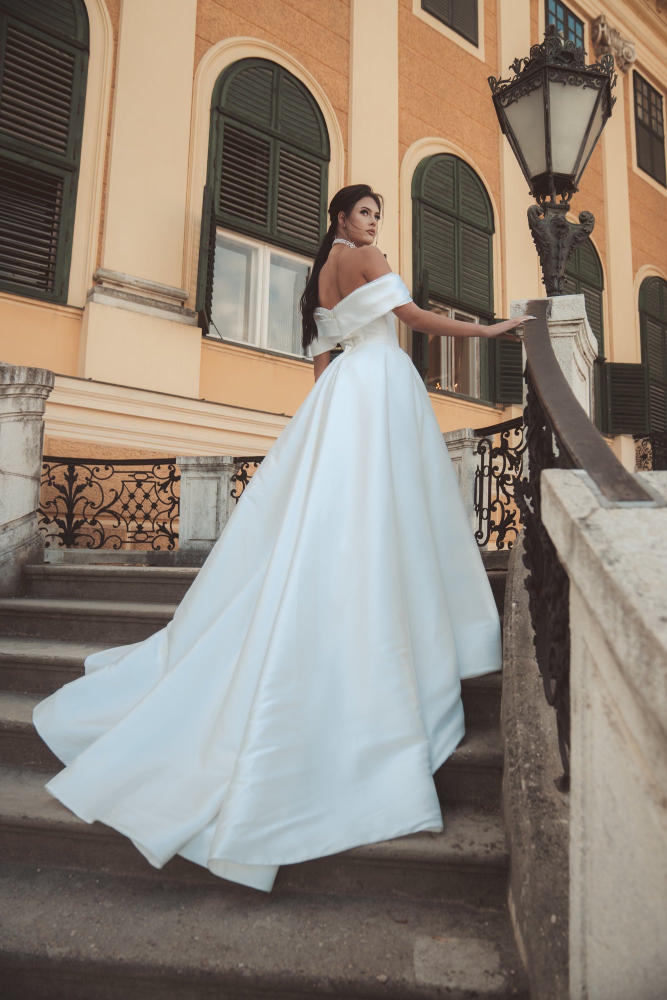 Scarlett - Off the Shoulder Ball Gown with Sweetheart Bodice and Side Slit - Maxima Bridal
