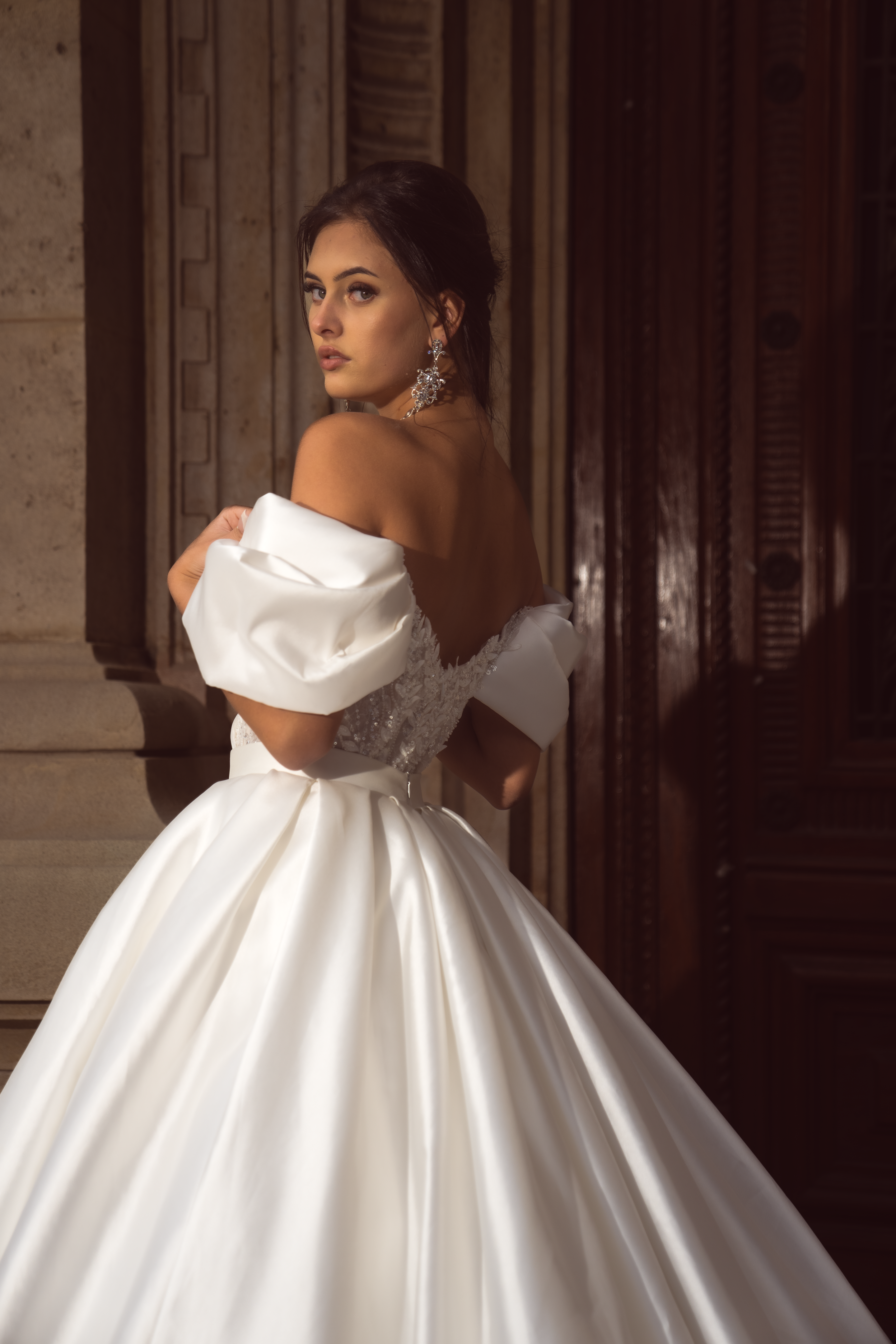 Anna - Glam Silk Mikado Wedding Dress with Detachable Skirt - Maxima Bridal
