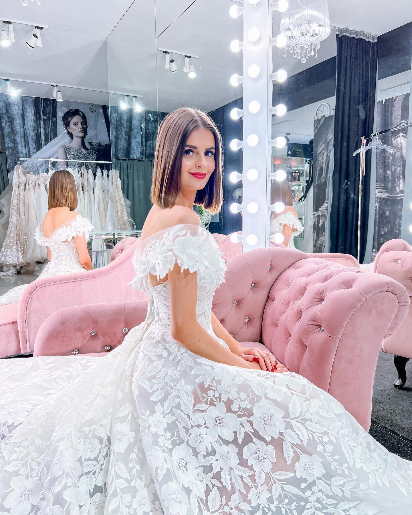 Amber - Lace Off the Shoulder Ball Gown with Sweetheart Bodice - Maxima Bridal