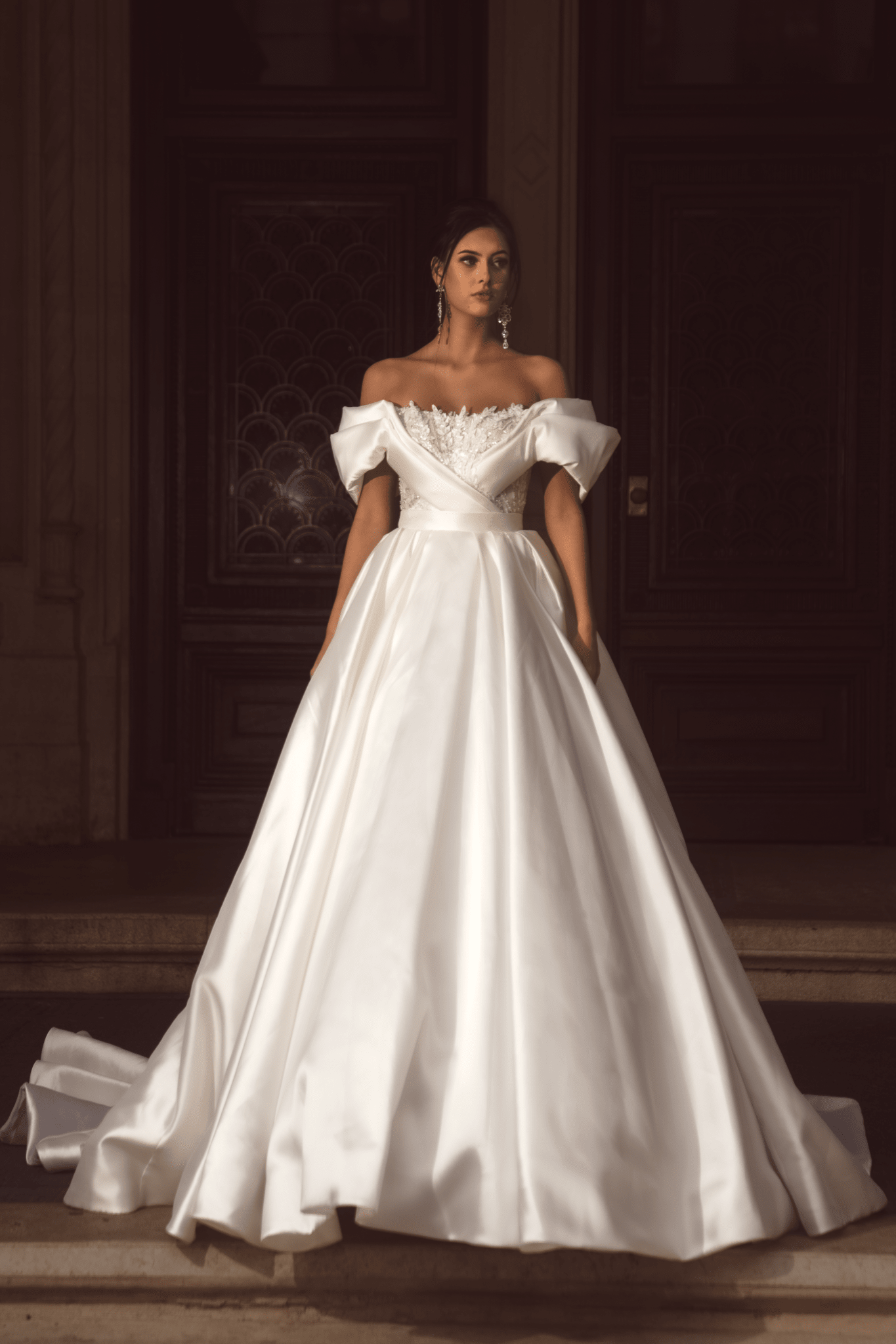 Anna - Glam Silk Mikado Wedding Dress with Detachable Skirt - Maxima Bridal