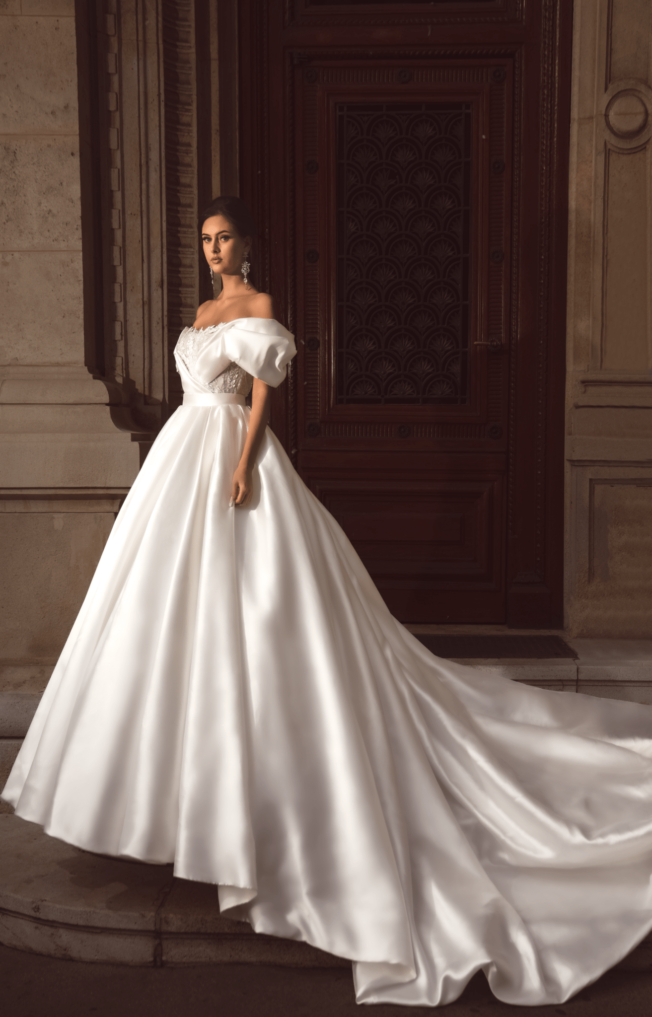 Anna - Glam Silk Mikado Wedding Dress with Detachable Skirt - Maxima Bridal