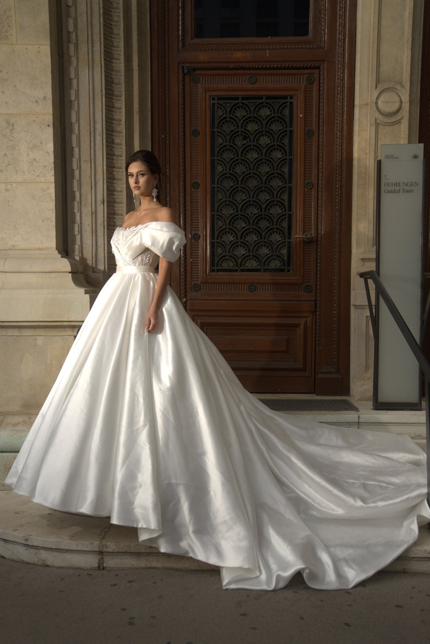 Anna - Glam Silk Mikado Wedding Dress with Detachable Skirt - Maxima Bridal