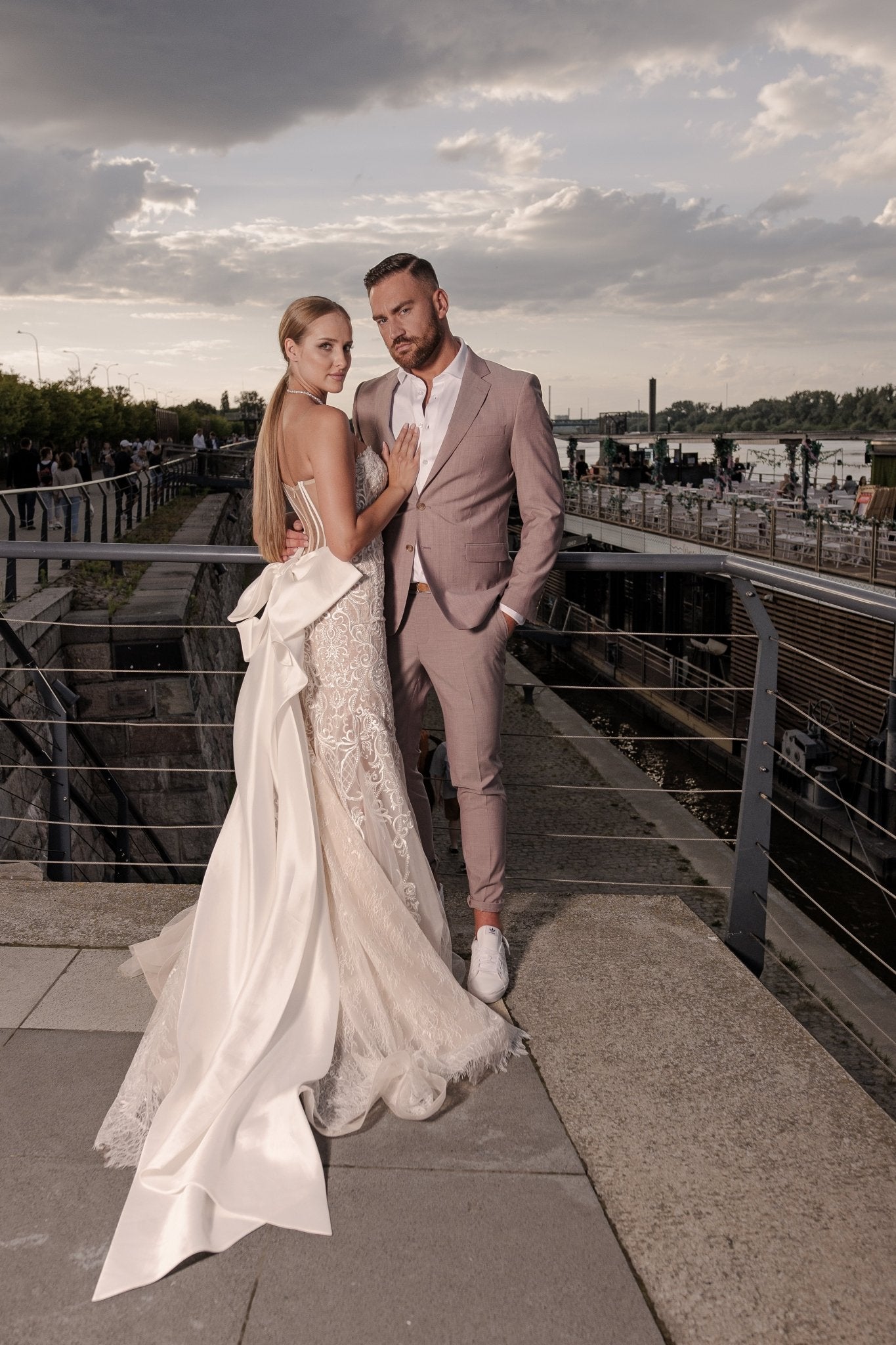 Emery - Strapless Lace Mermaid Wedding Dress with Detachable Train - Maxima Bridal