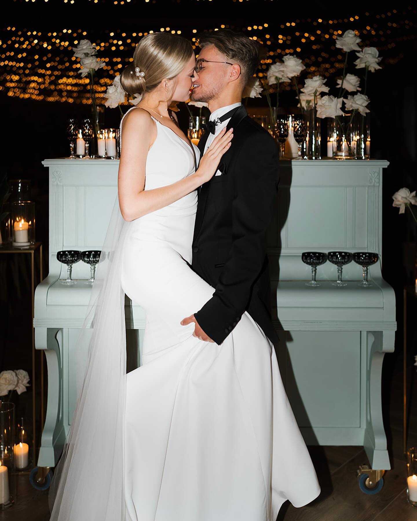 Harper - Modern Crepe Sheath Wedding Dress with V - Neck - Maxima Bridal