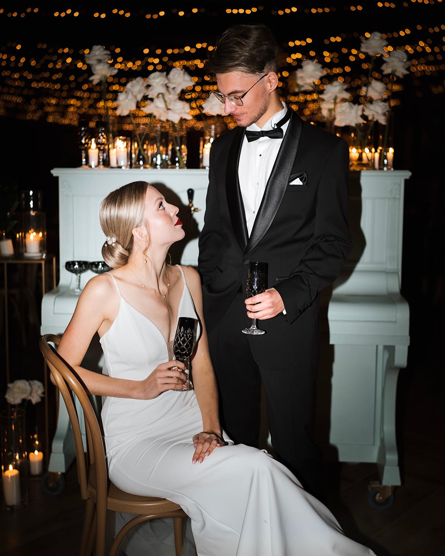 Harper - Modern Crepe Sheath Wedding Dress with V - Neck - Maxima Bridal