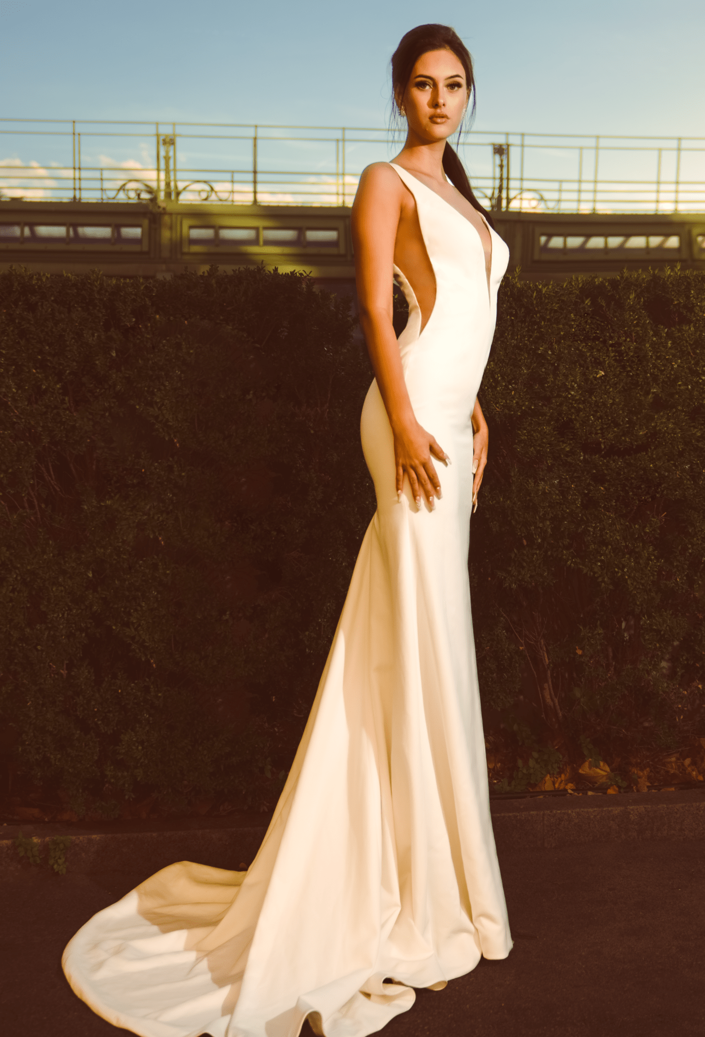 Marie - Crepe Seath Wedding Dress with Removable Skirt - Maxima Bridal