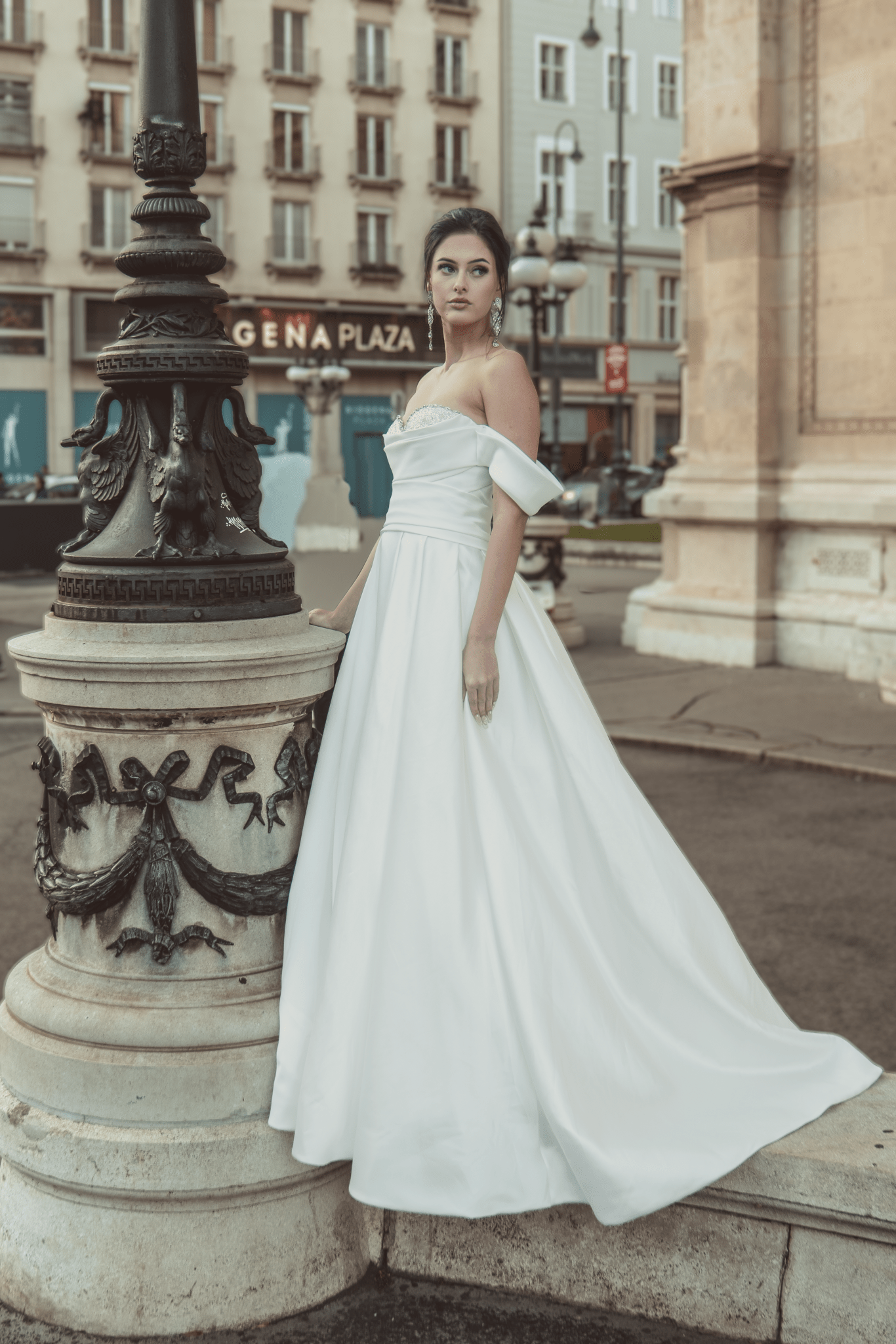 Rebecca - Off the Shoulder Silk Mikado Ball Gown with Sweetheart Bodice - Maxima Bridal
