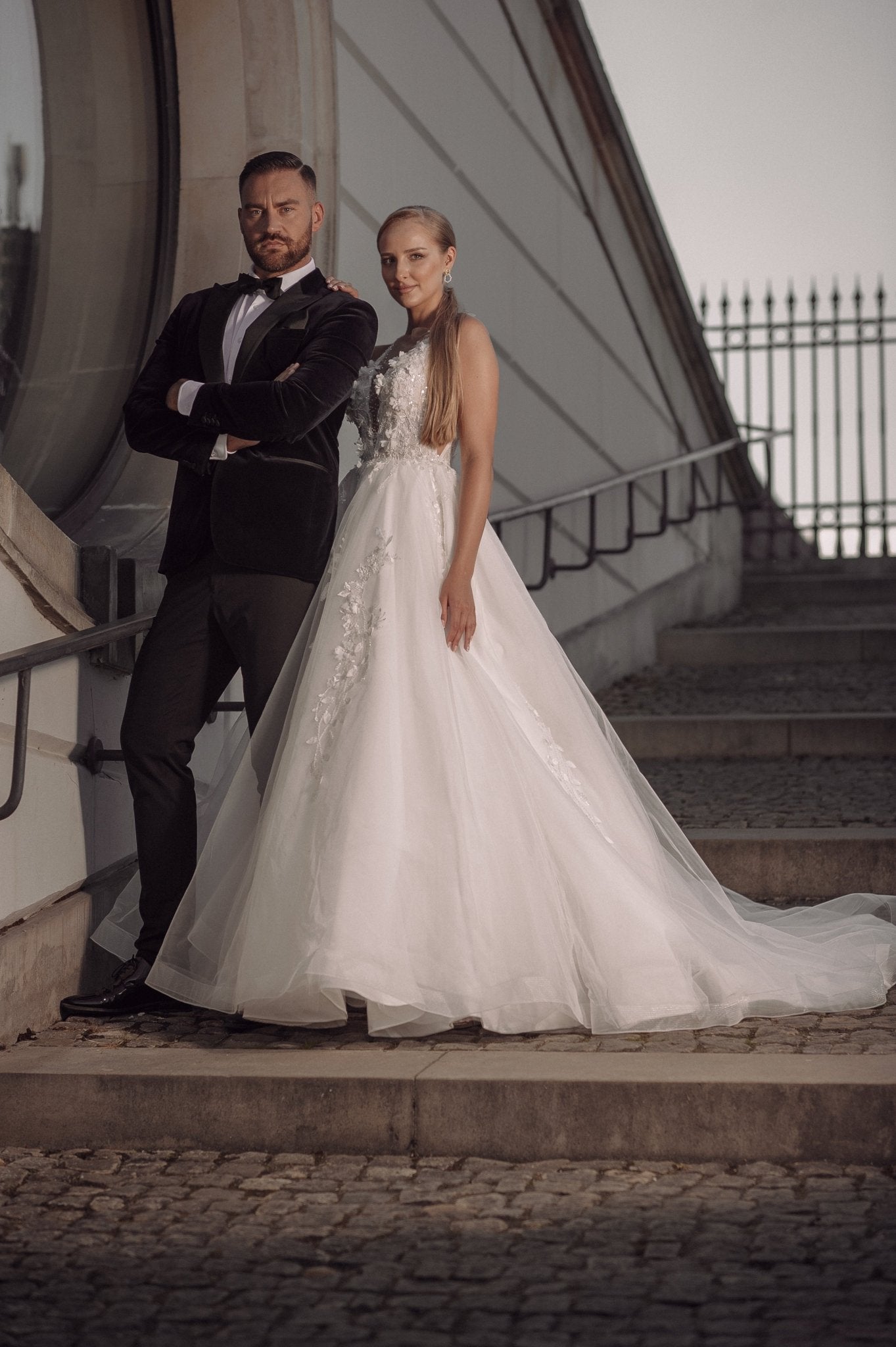 Virginia - V Neck Lace Ball Gown - Maxima Bridal