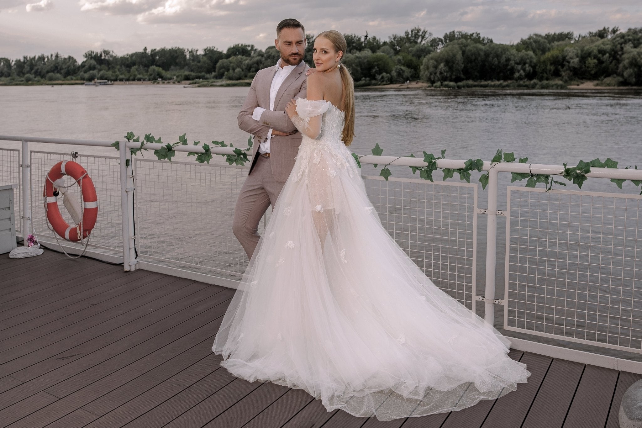 Vivian - Lace Off the Shoulder Ball Gown with Sweetheart Bodice - Maxima Bridal