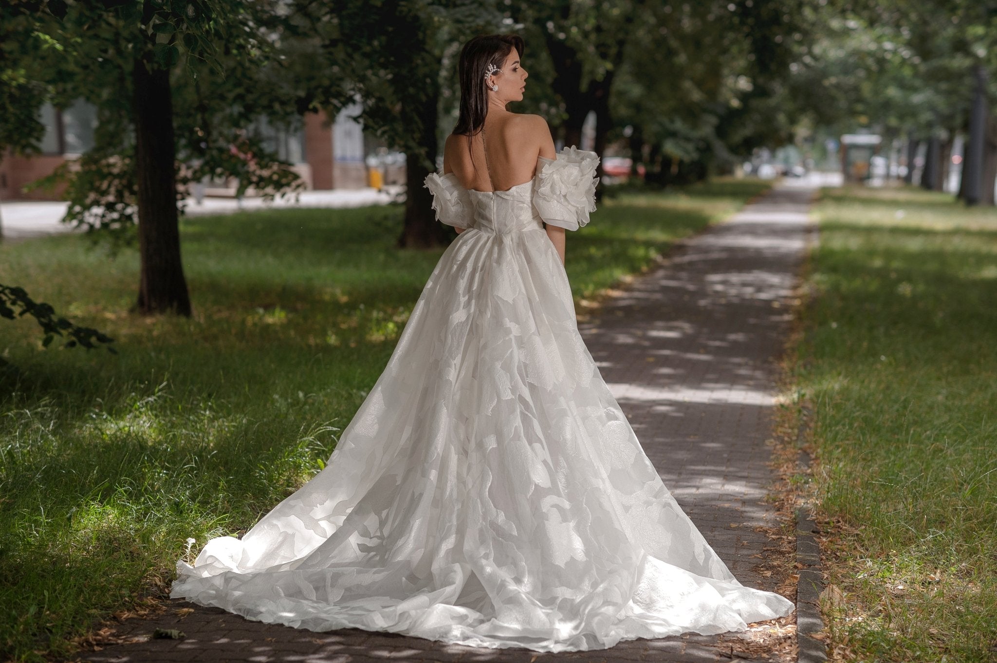 Zoe - Lace Off the Shoulder Ball Gown with Sweetheart Bodice - Maxima Bridal
