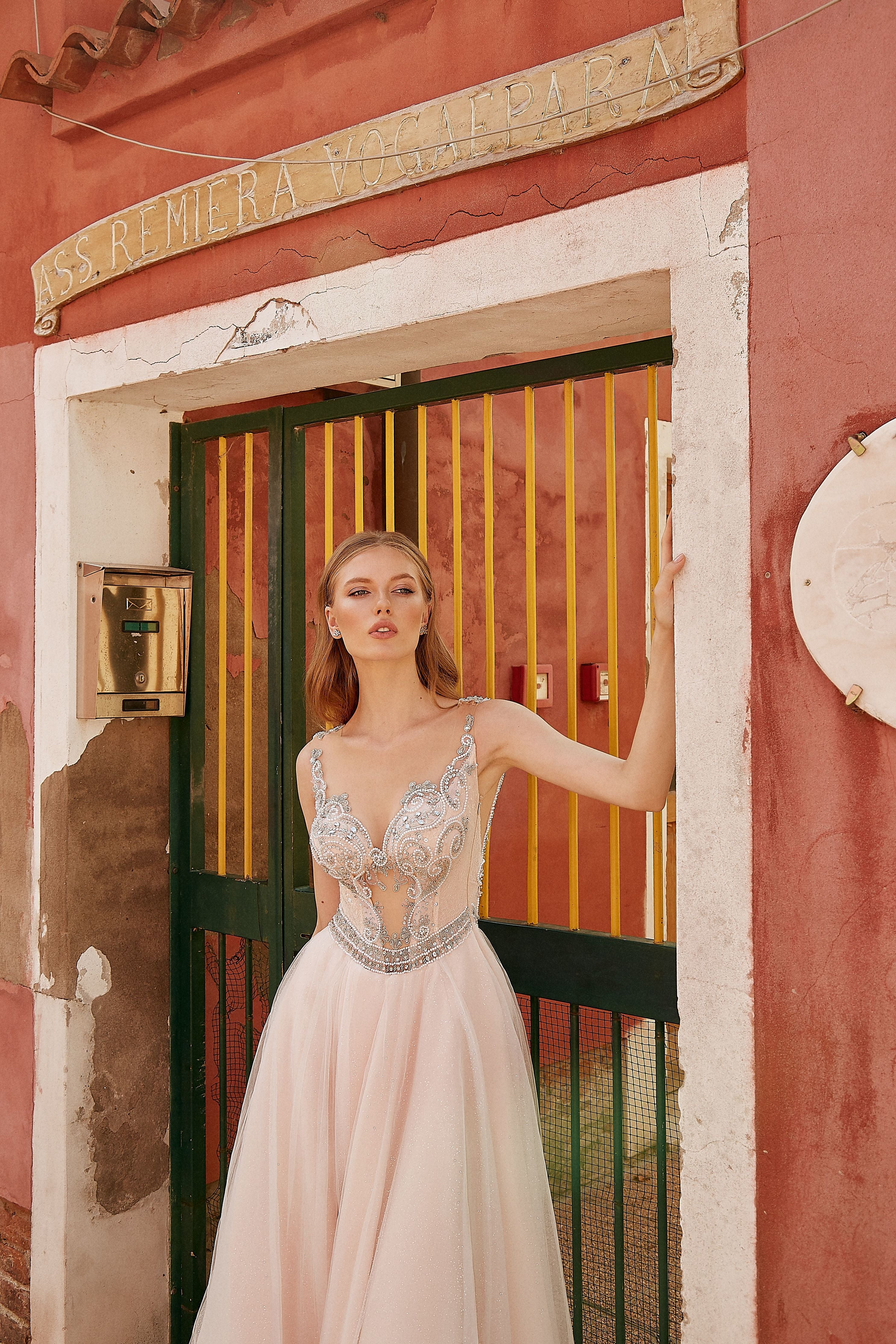 Penelope - A-Line Wedding Dress with Tulle Slit Skirt - Maxima Bridal