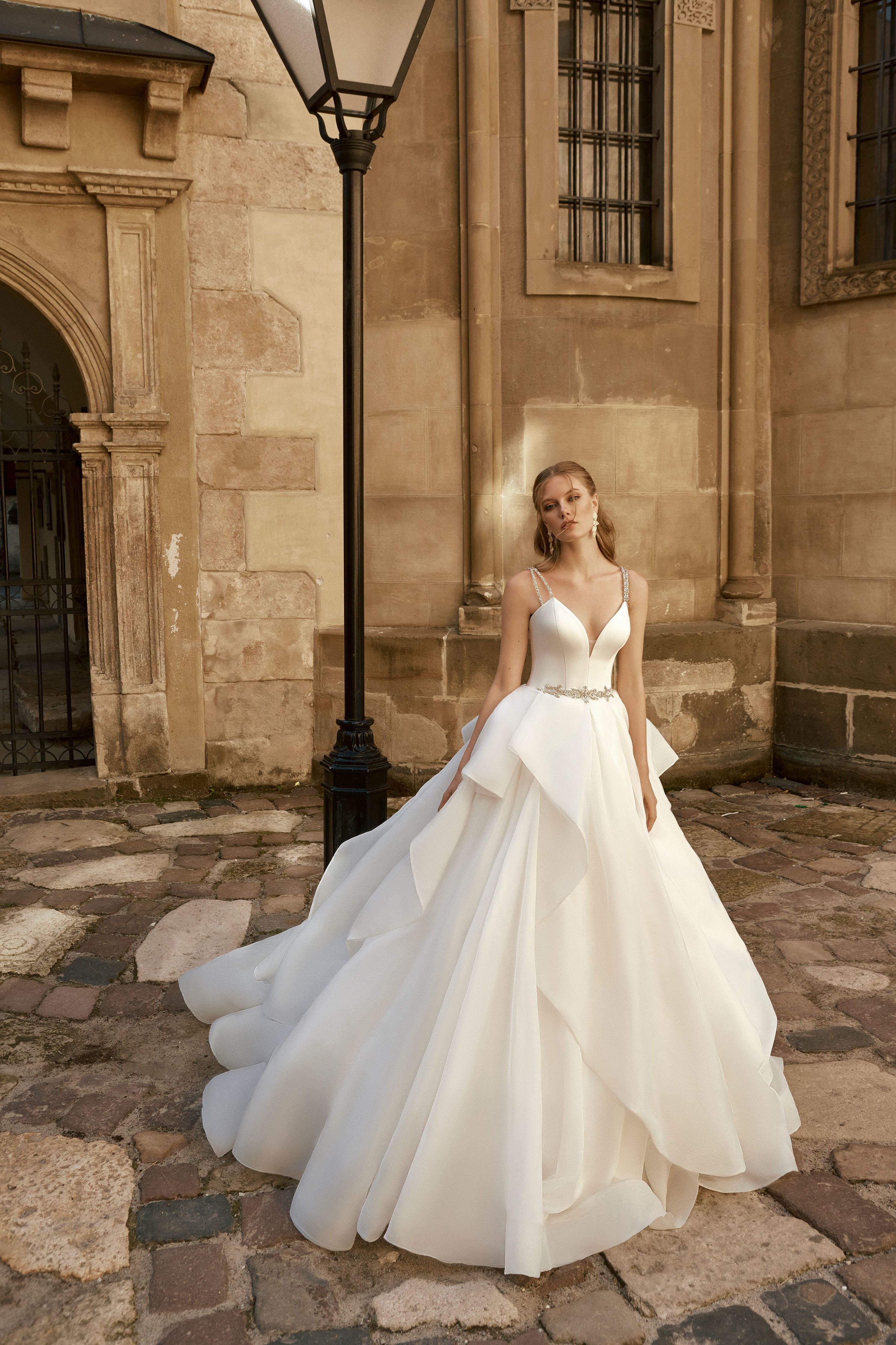 Lucia - Organza Ball Gown with Ruffled Skirt - Maxima Bridal