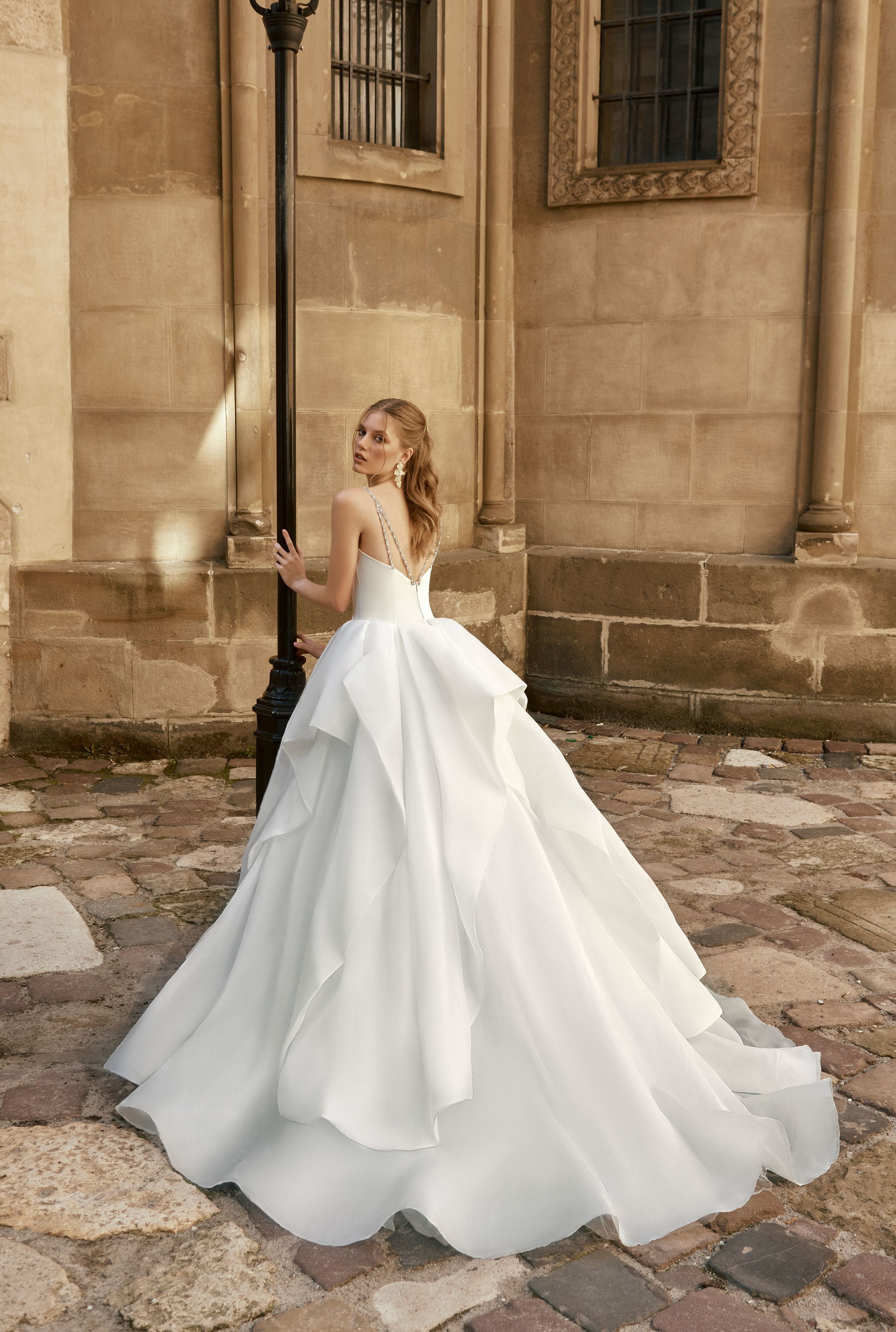 Lucia - Organza Ball Gown with Ruffled Skirt - Maxima Bridal