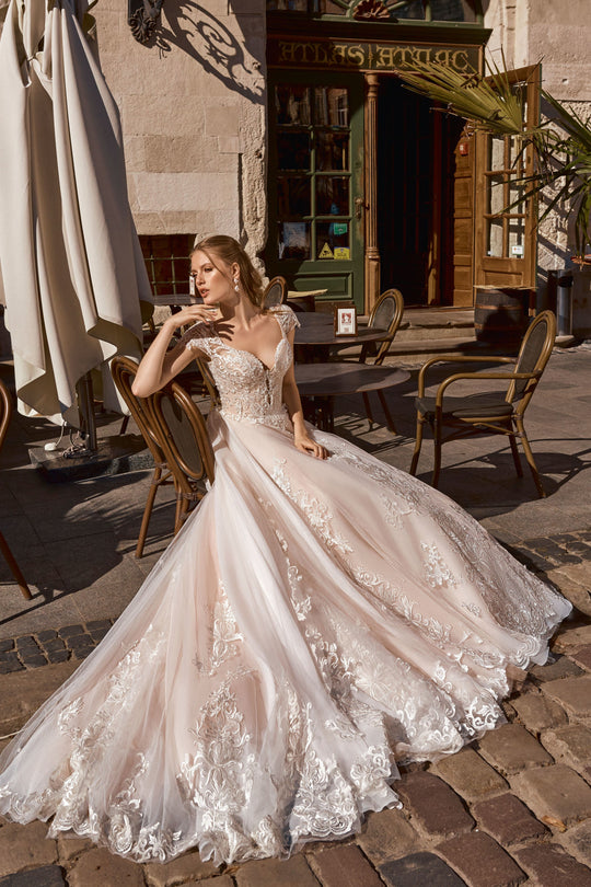 Rose Lace and Tulle Romantic Ball Gown Maxima Bridal