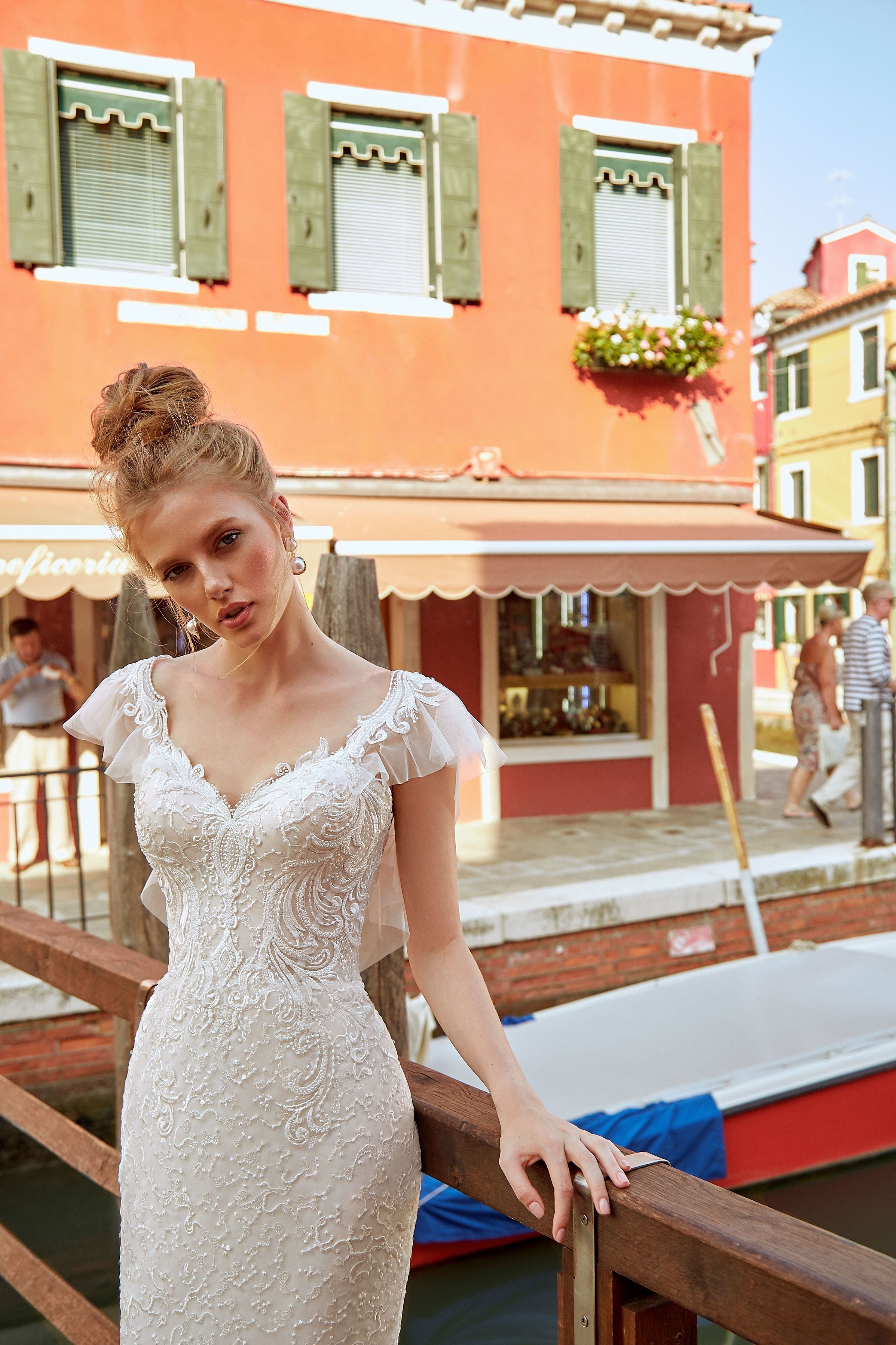 Jean - Corded Lace Trumpet Wedding Dress - Maxima Bridal