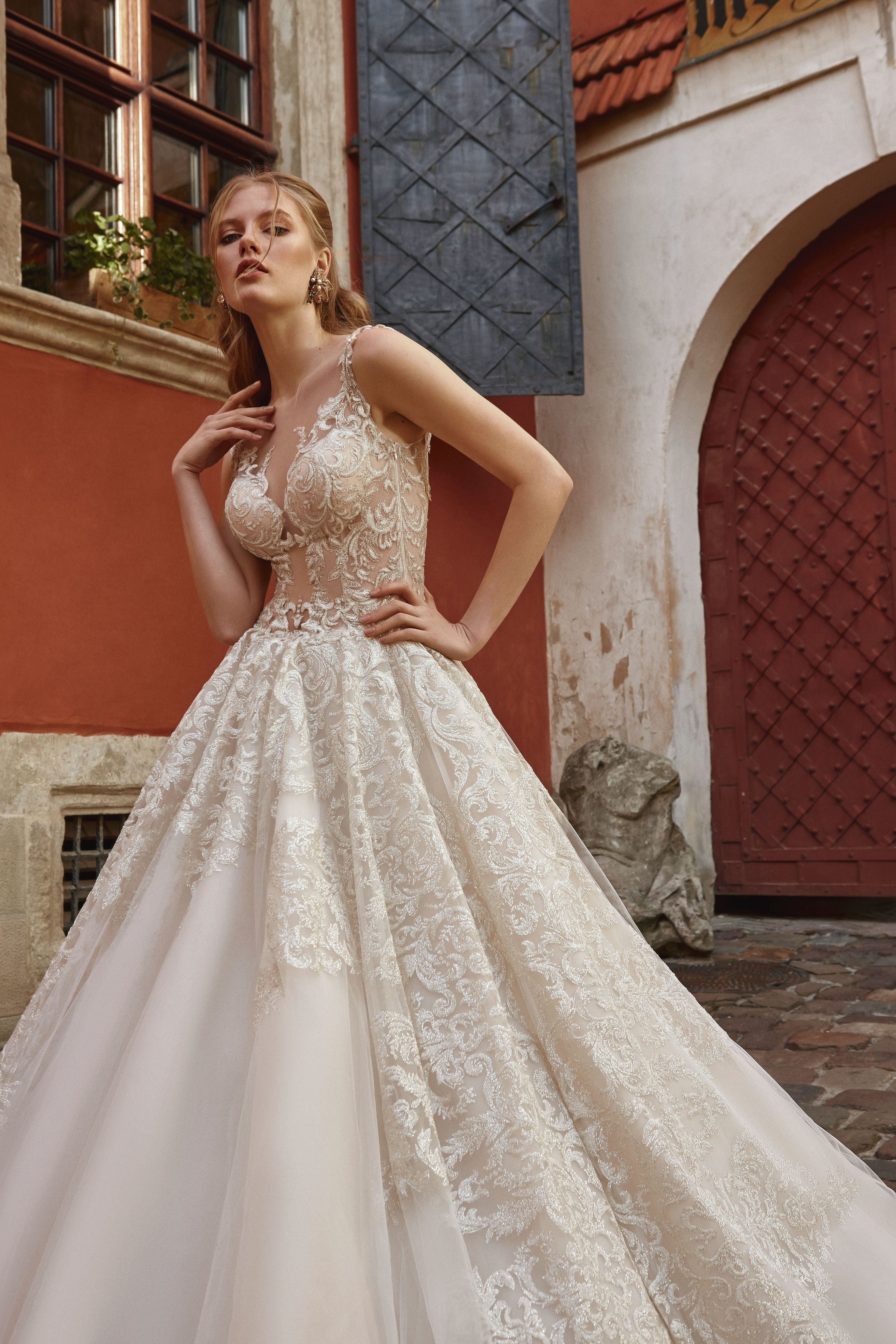Serena - Lace and Tulle Ball Gown with Illusion Back - Maxima Bridal