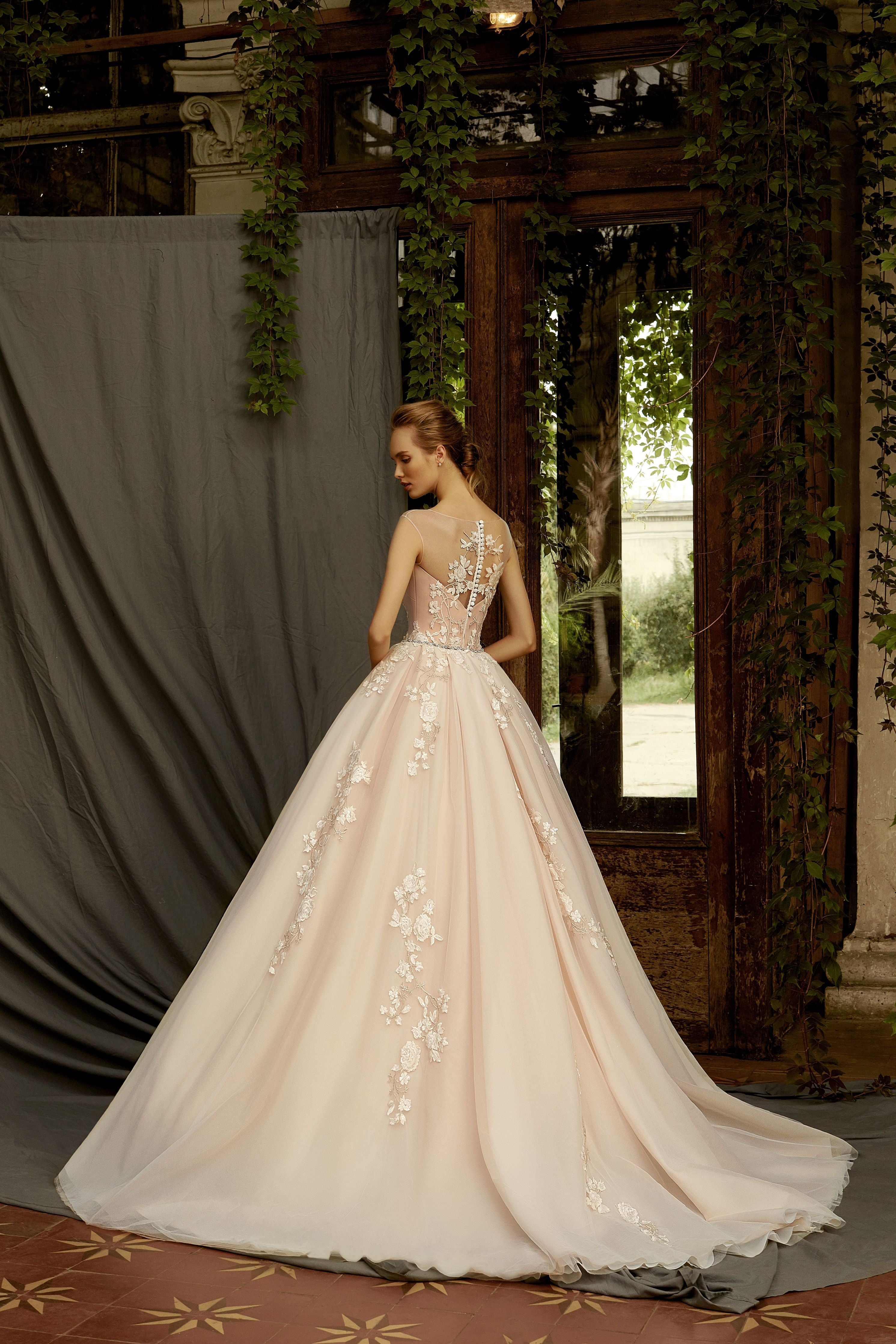 Marta - Ball Gown with Floral Lace Applique - Maxima Bridal