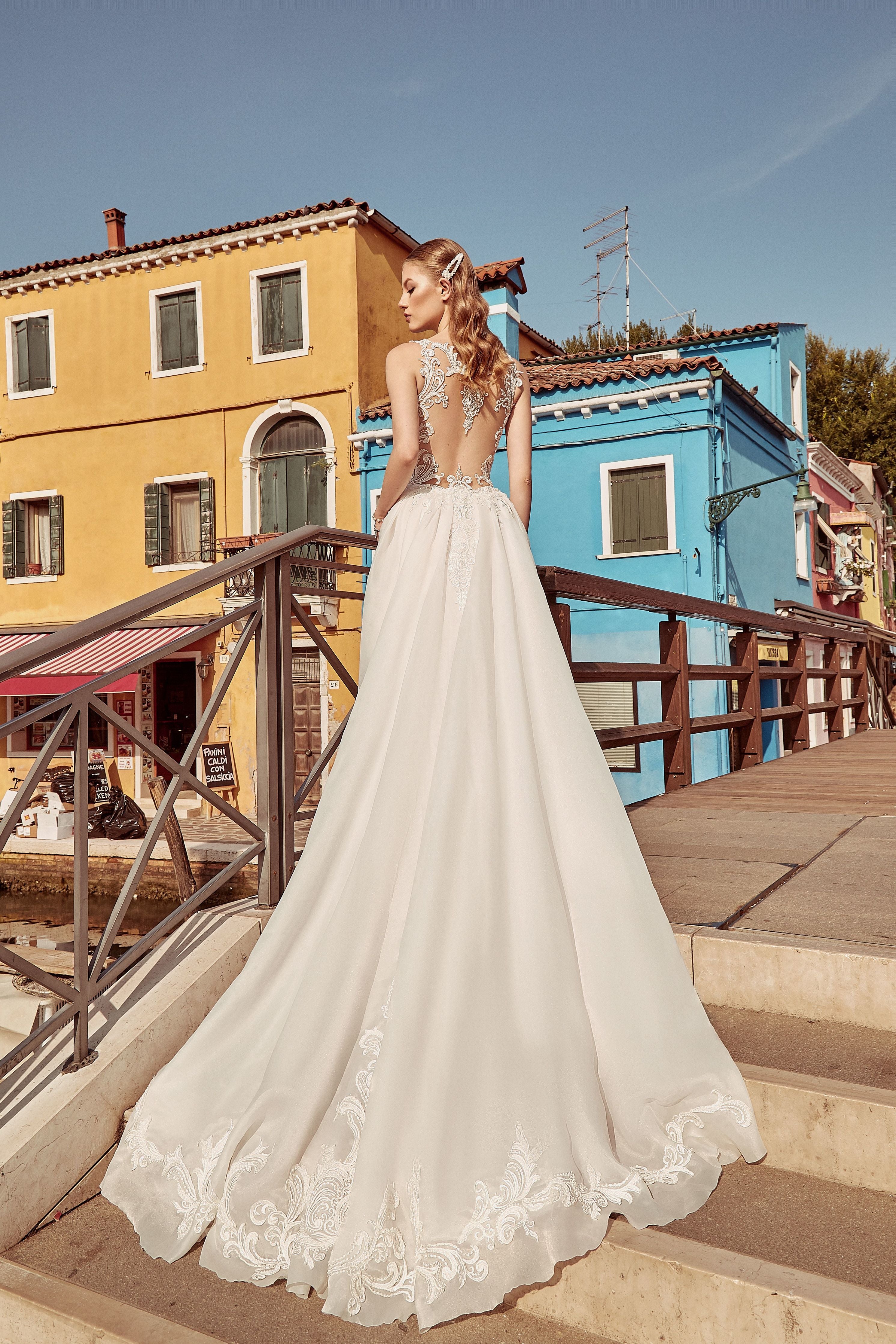Monique - Sheath Wedding Dress with Detachable Train - Maxima Bridal