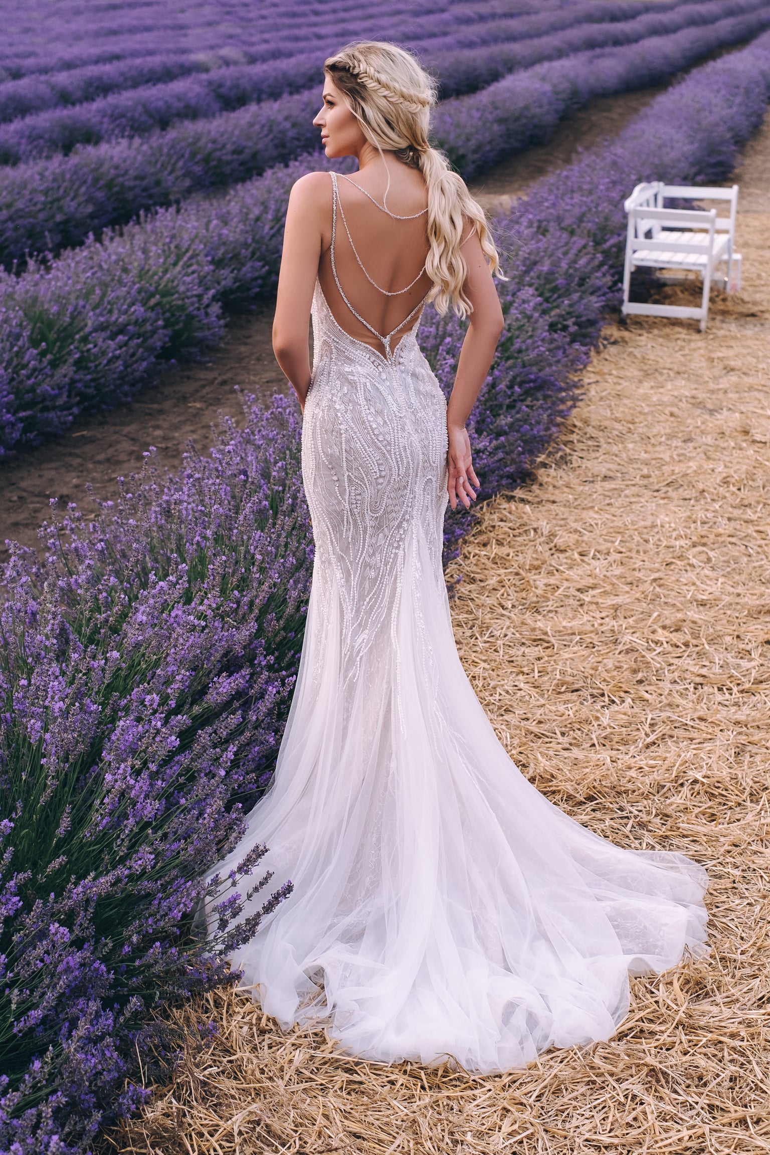 Isabelle - V Neck Open Back  Mermaid Wedding Dress - Maxima Bridal