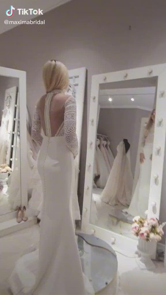 Yvette - Long Sleeve Lace Sheath Wedding Dress