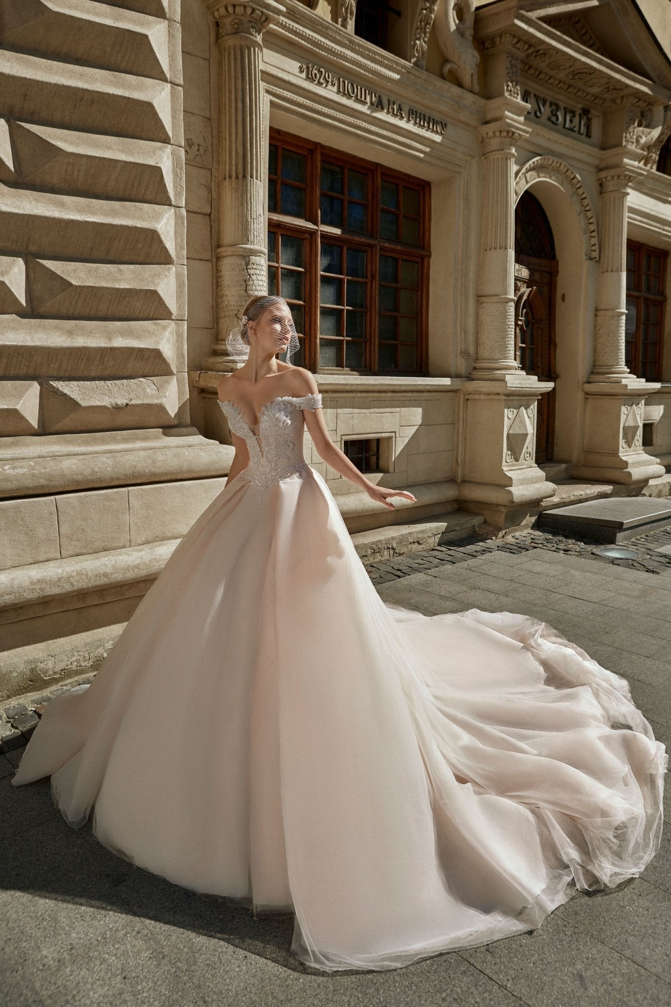 Amelia - Off the Shoulder Ball Gown with Sweetheart Bodice - Maxima Bridal