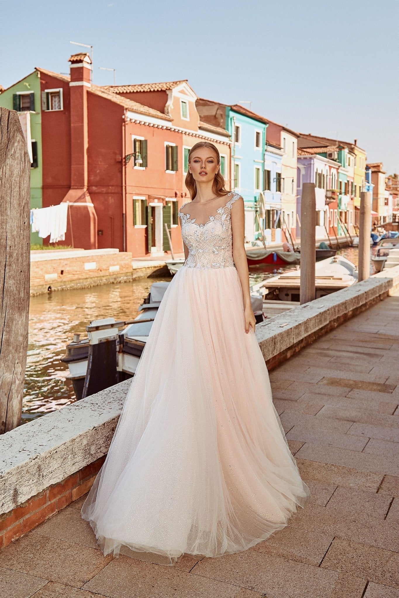 Celeste - Illusion Neckline A - Line Wedding Dress - Maxima Bridal